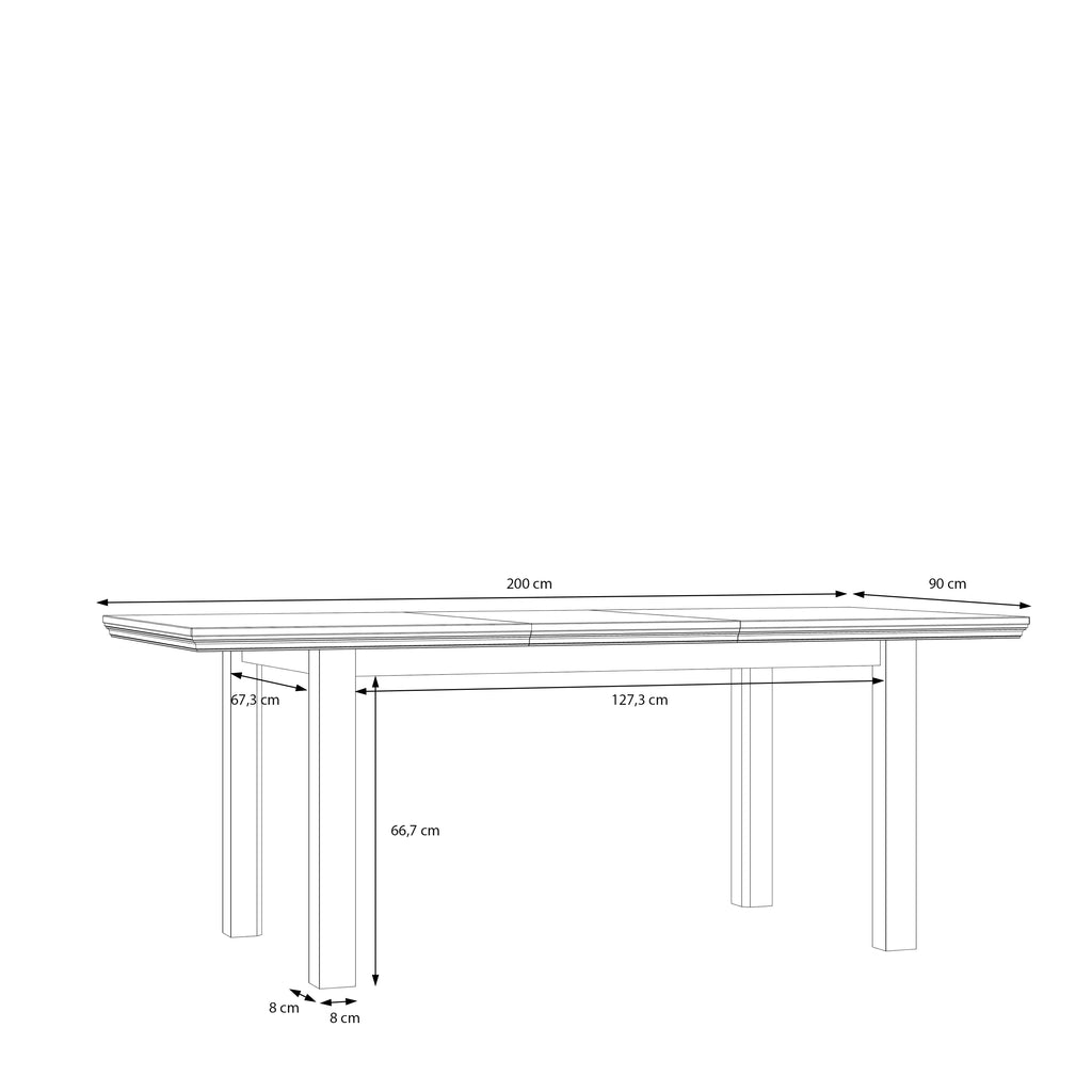 Pontypool Rectangular Dining Table 150x90cm in Wolfram Grey and Mauvella Oak