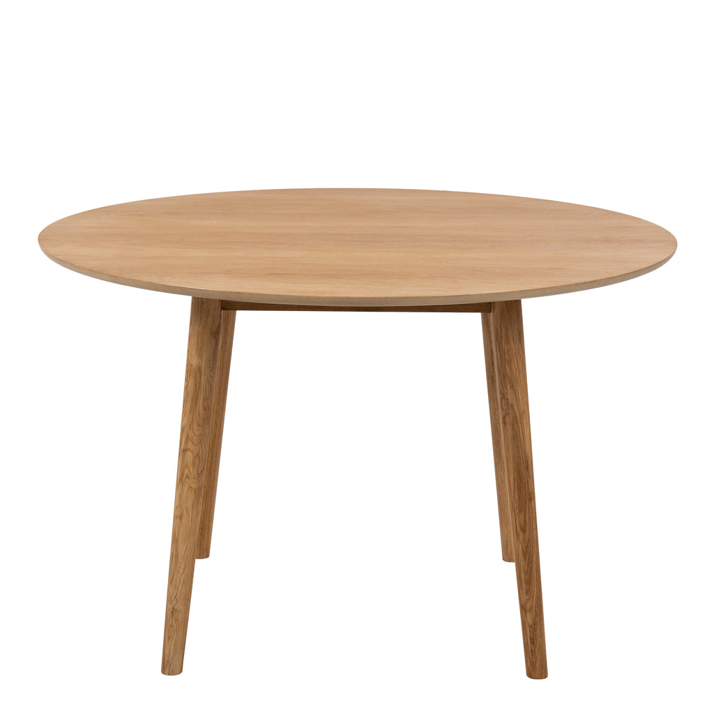 Nagano Round Dining Table in Oak 120cm includes 4 Femke Dining Chairs in Olive Green