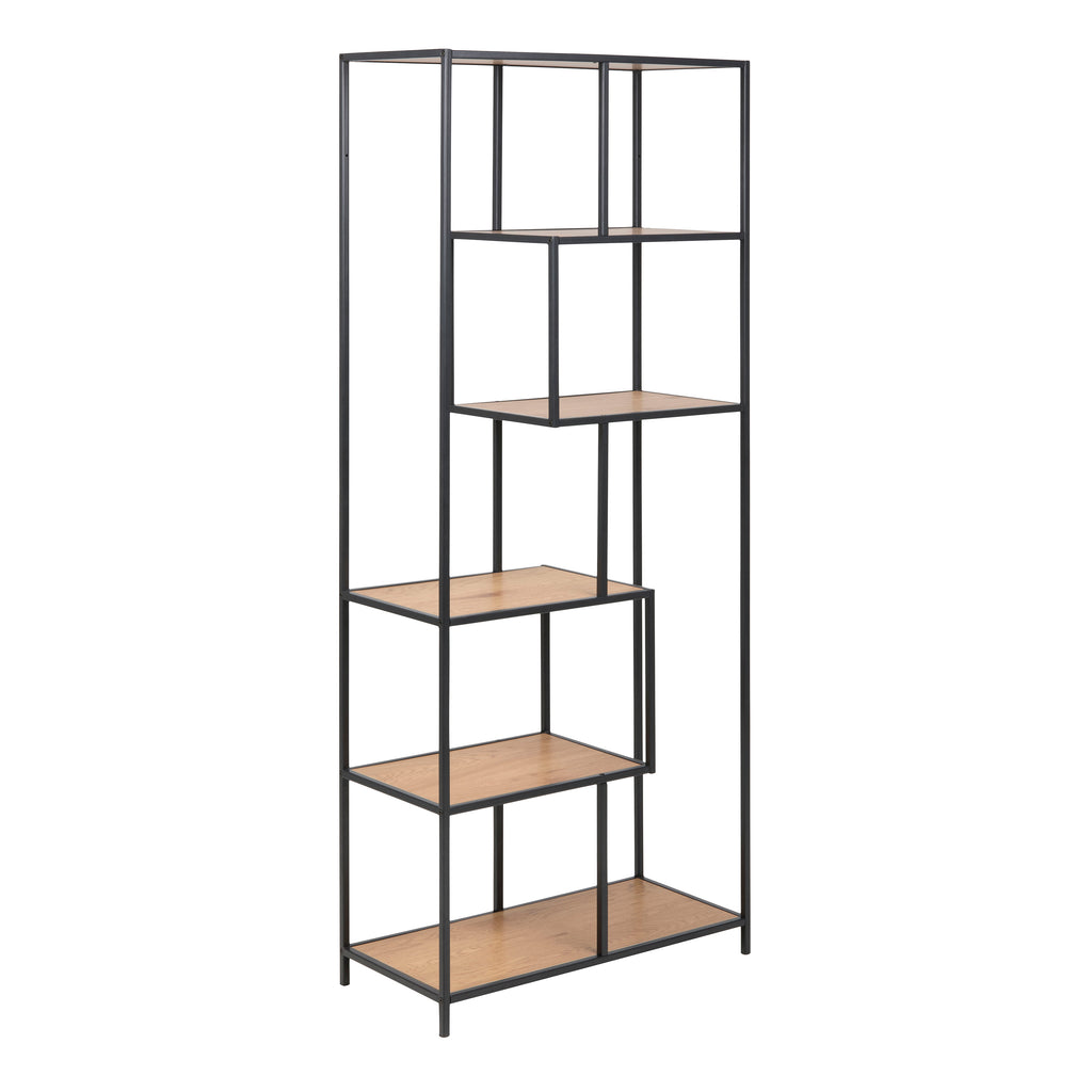 Seaford Wide Grey Steel Bookcase With 4 Grey Melamine Shelves