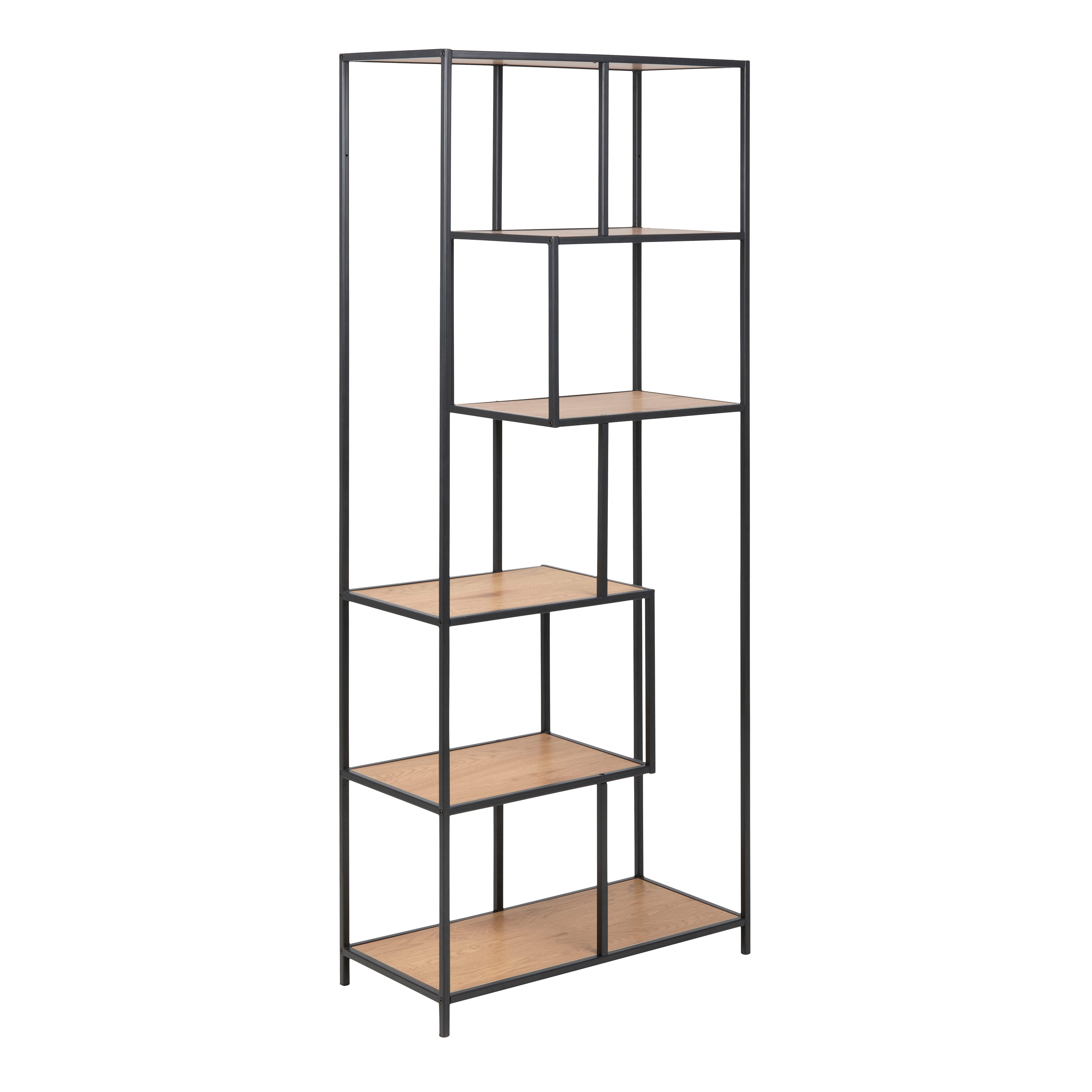 Seaford Wide Grey Steel Bookcase With 4 Grey Melamine Shelves