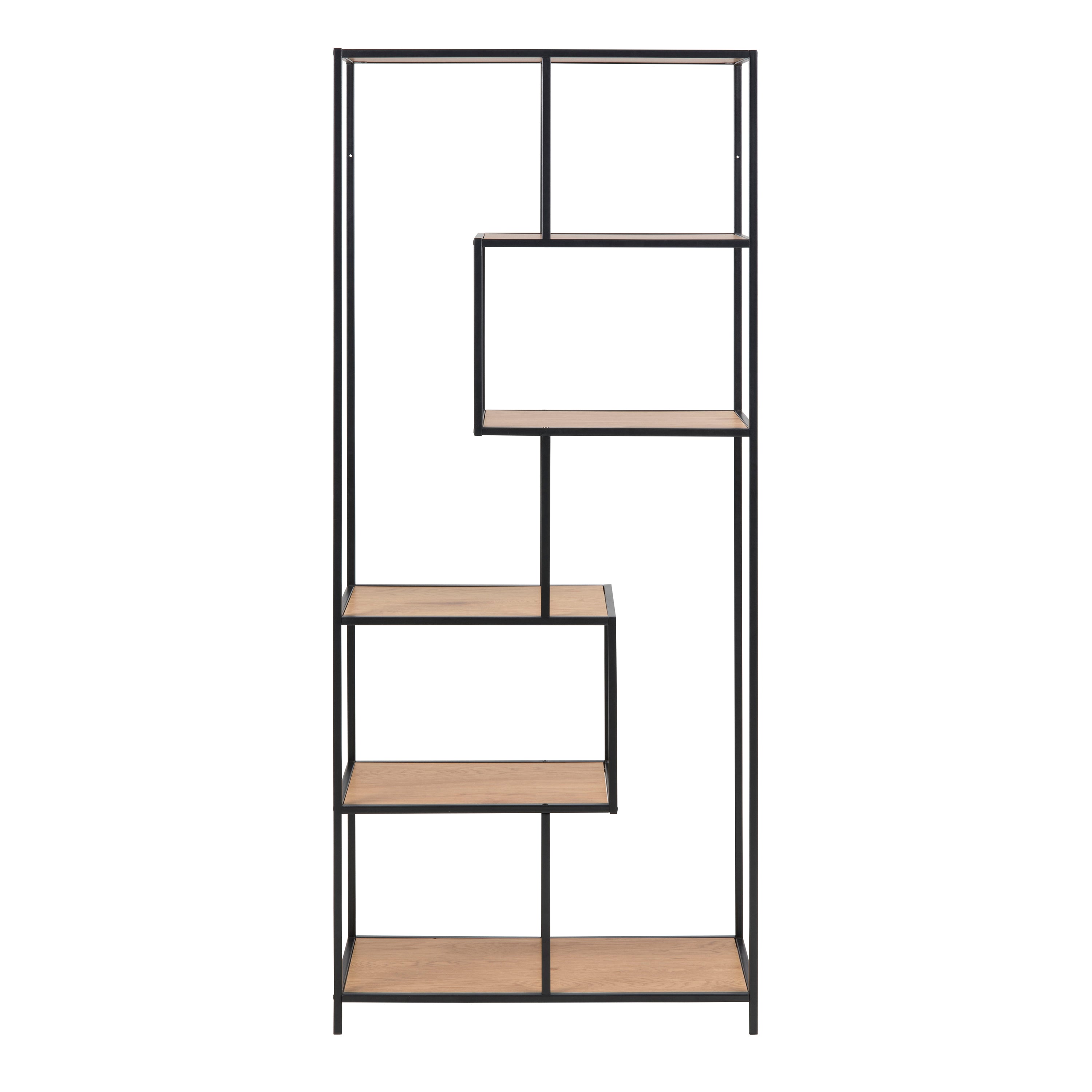 Seaford Wide Grey Steel Bookcase With 4 Grey Melamine Shelves