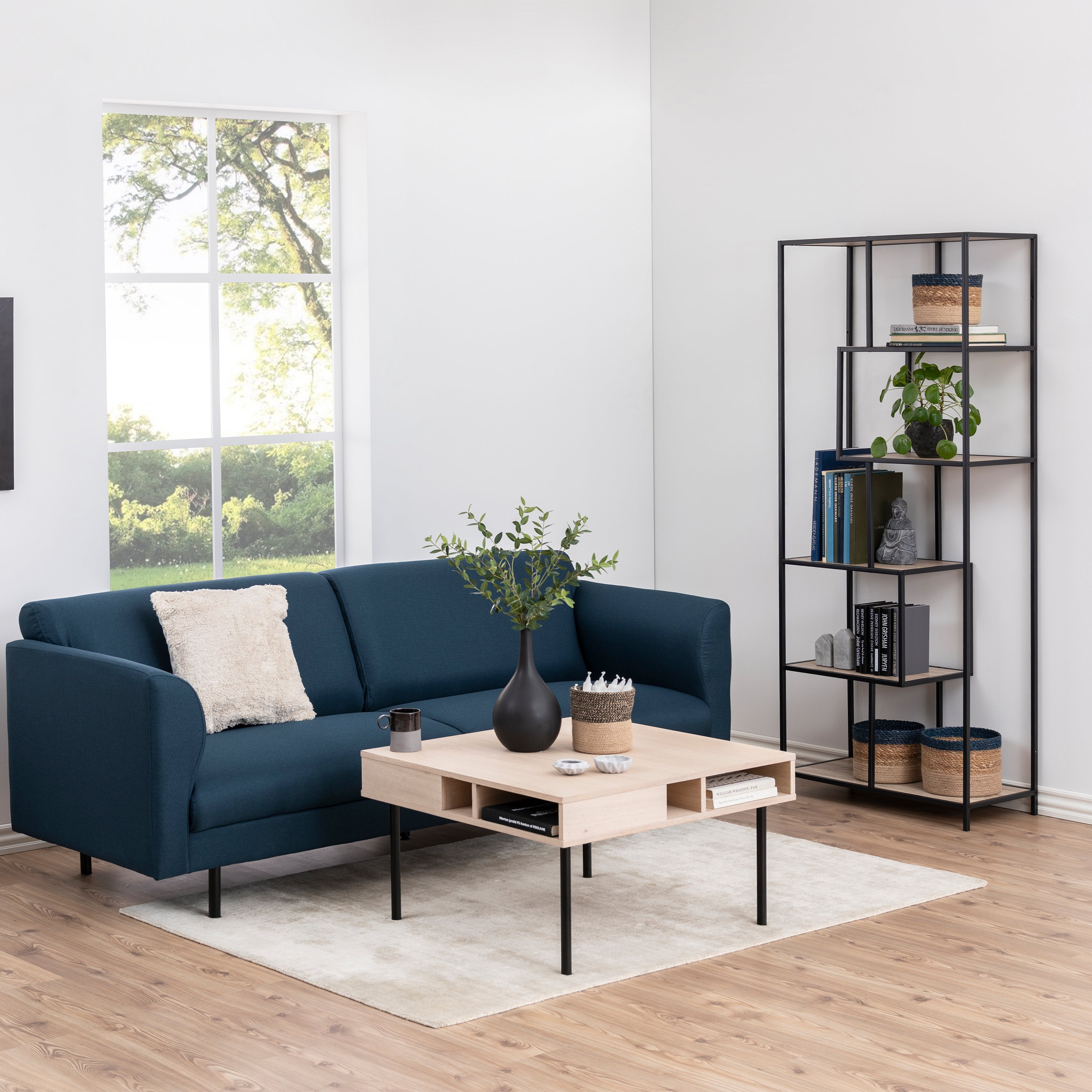 Seaford Wide Grey Steel Bookcase With 4 Grey Melamine Shelves