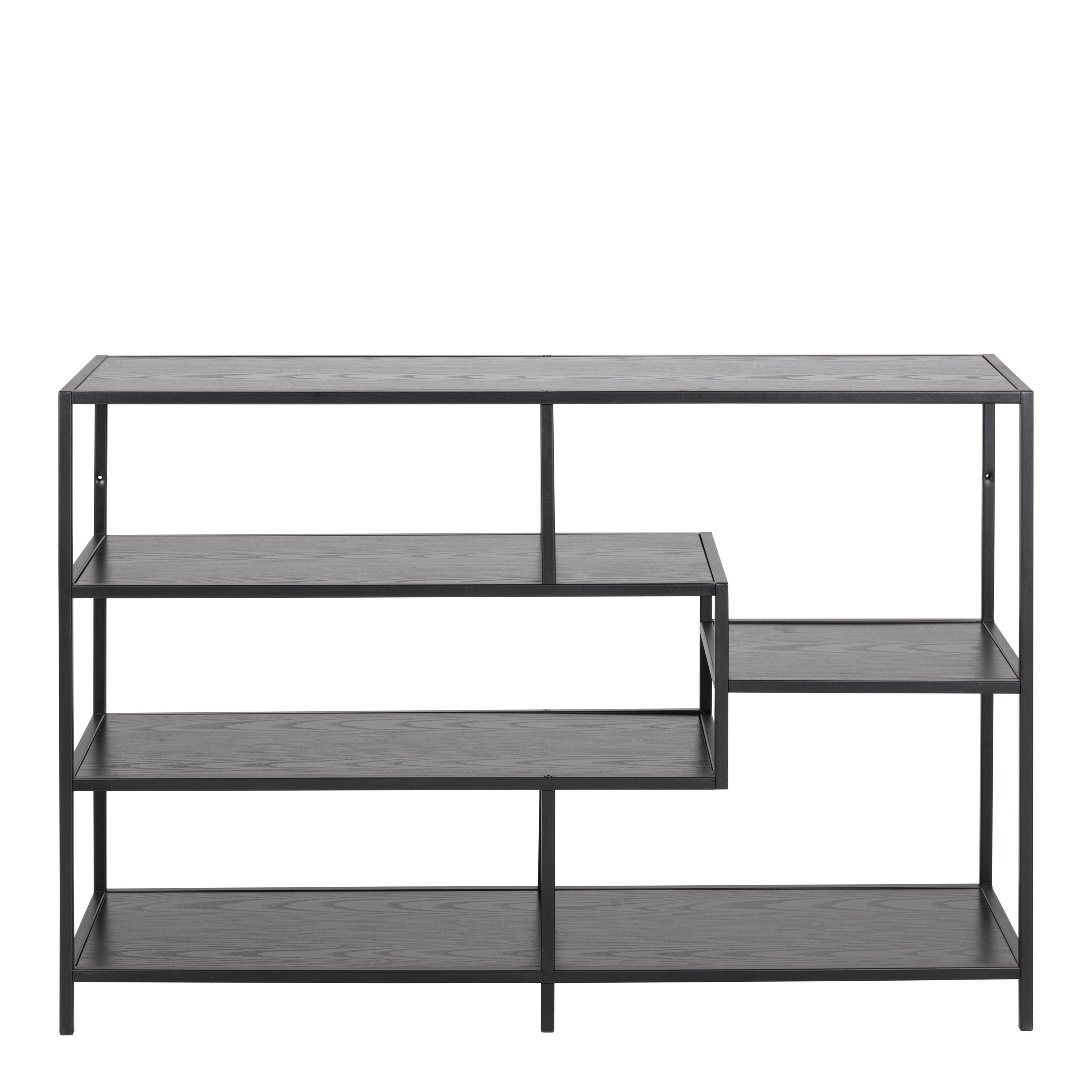Seaford Wide Grey Steel Bookcase With 4 Grey Melamine Shelves