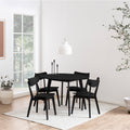Roxby Round Dining Table in Black 105cm includes 4 Roxby Dining Chairs in Black