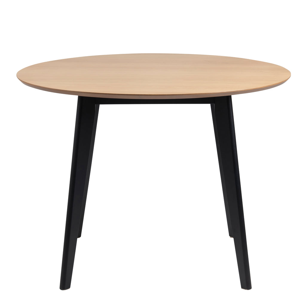 Roxby Round Dining Table in Oak & Black 105cm