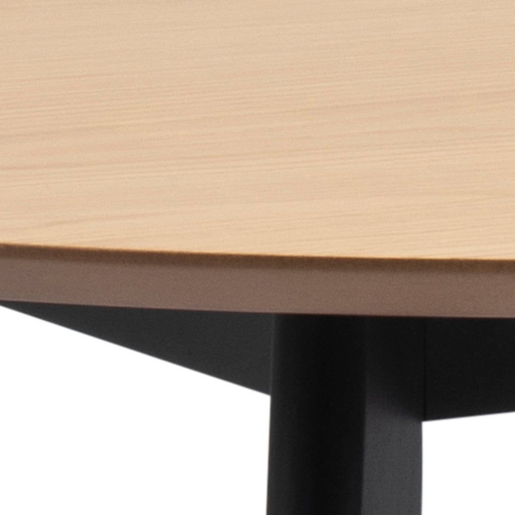 Roxby Round Dining Table in Oak & Black 105cm