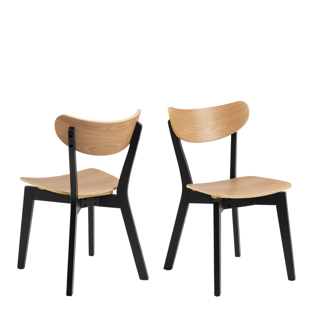 Roxby Dining Table in Oak & Black 120x80cm includes 4 Roxby Dining Chairs in Black and Oak