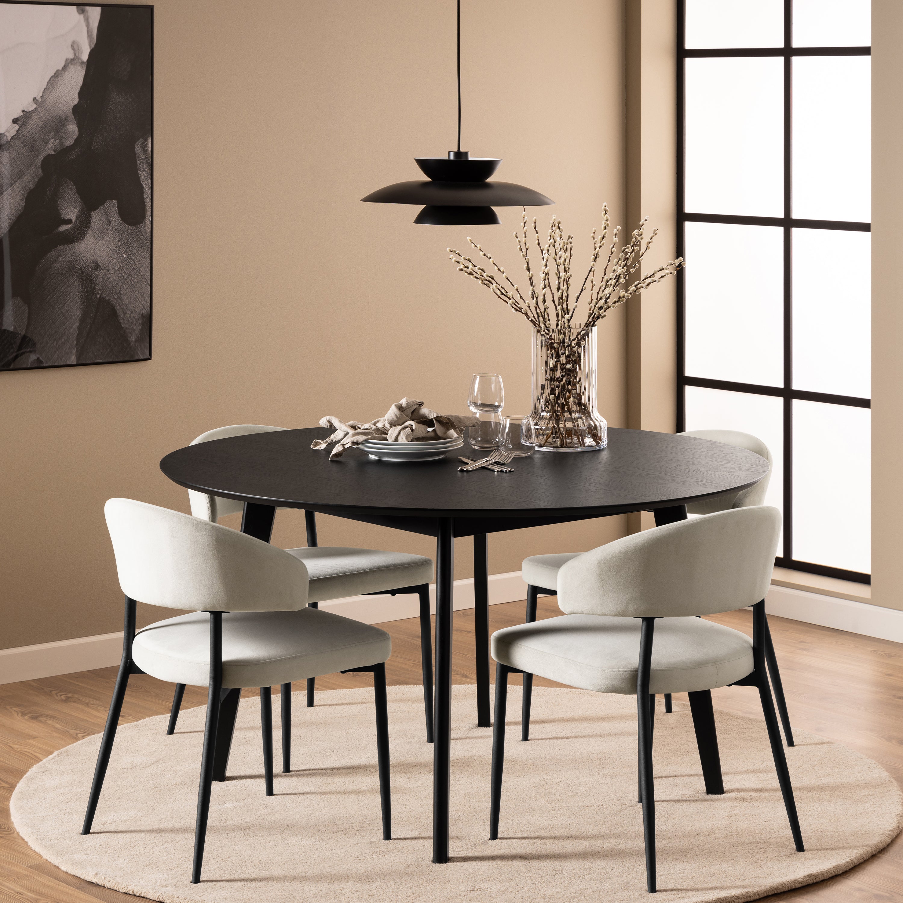 Roxby Round Dining Table in Black 140cm