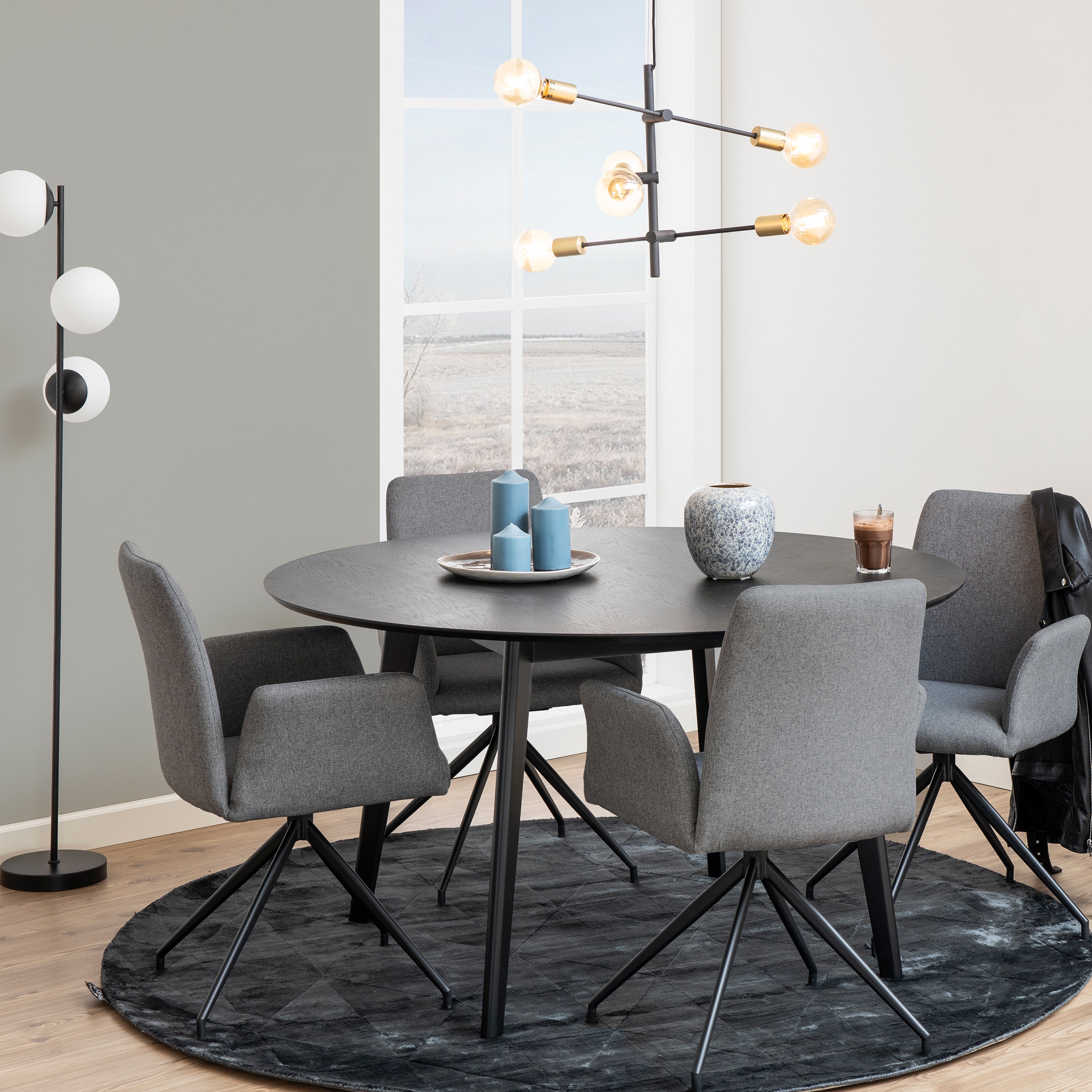 Roxby Round Dining Table in Black 140cm