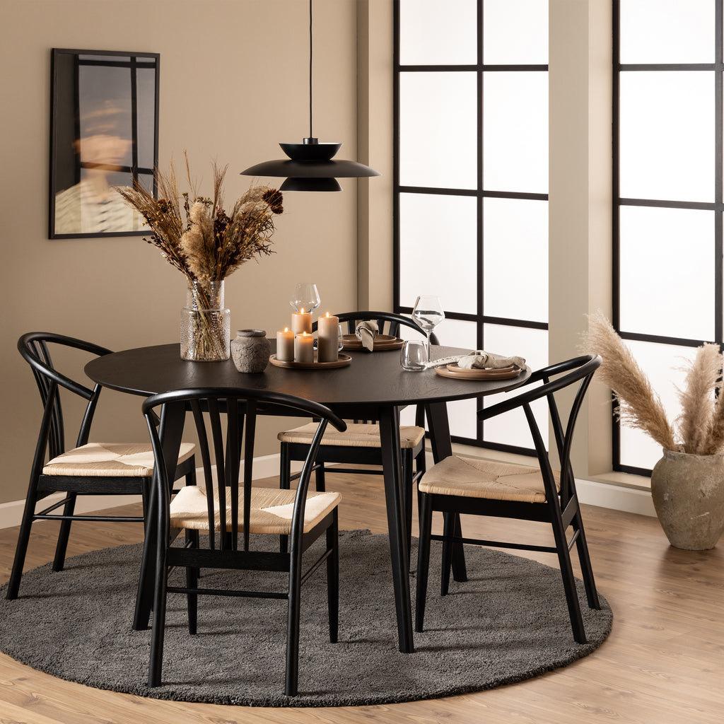 Roxby Round Dining Table in Black 140cm