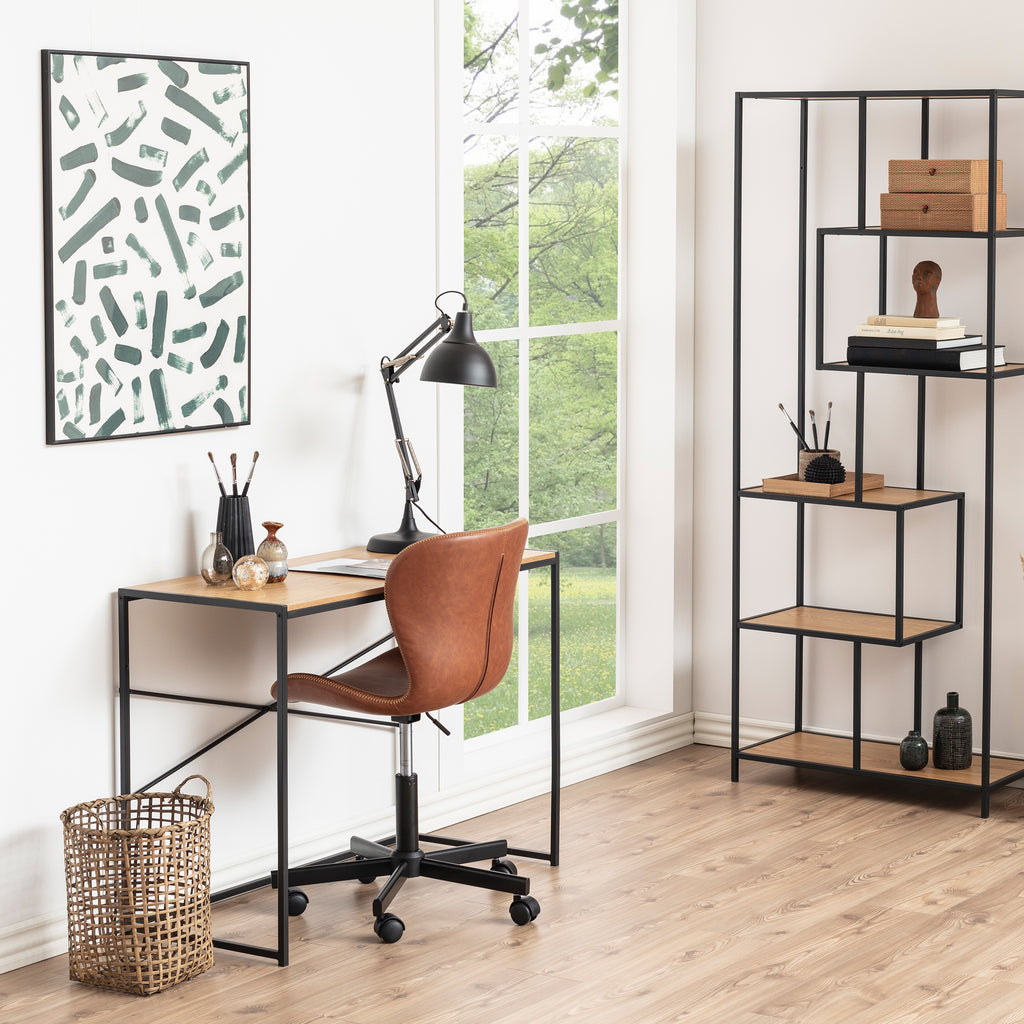 Seaford Wide Grey Steel Bookcase With 4 Grey Melamine Shelves