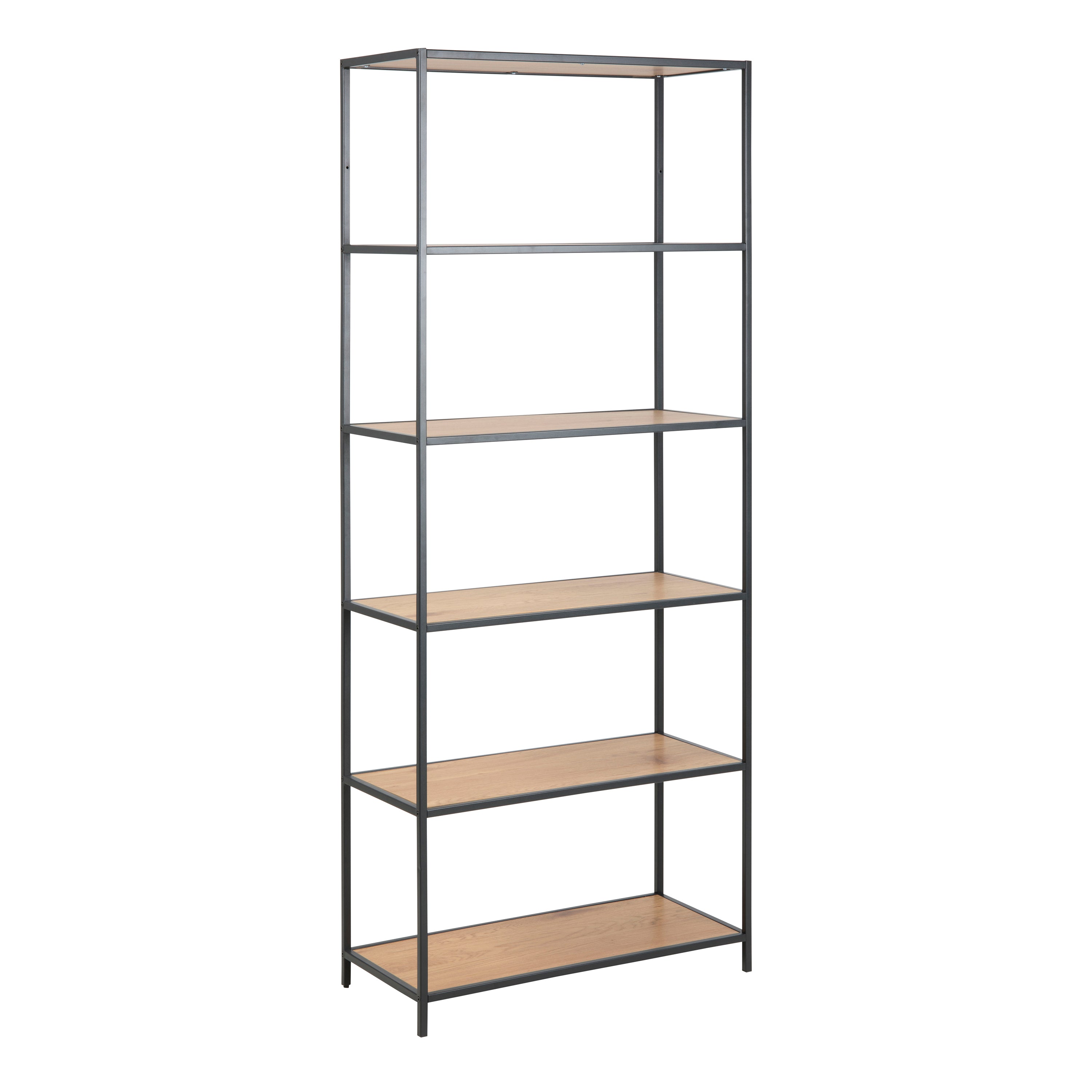 Seaford Wide Grey Steel Bookcase With 4 Grey Melamine Shelves