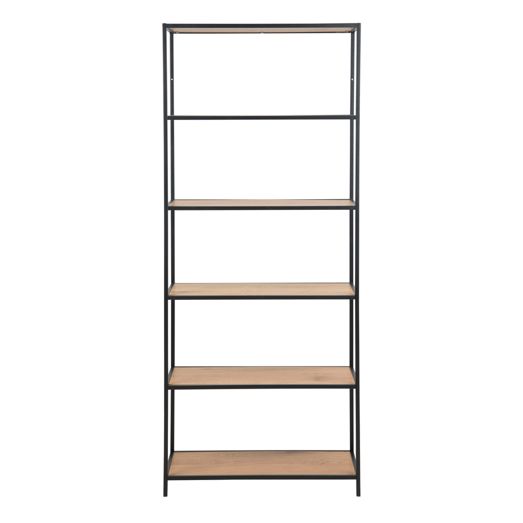 Seaford Wide Grey Steel Bookcase With 4 Grey Melamine Shelves