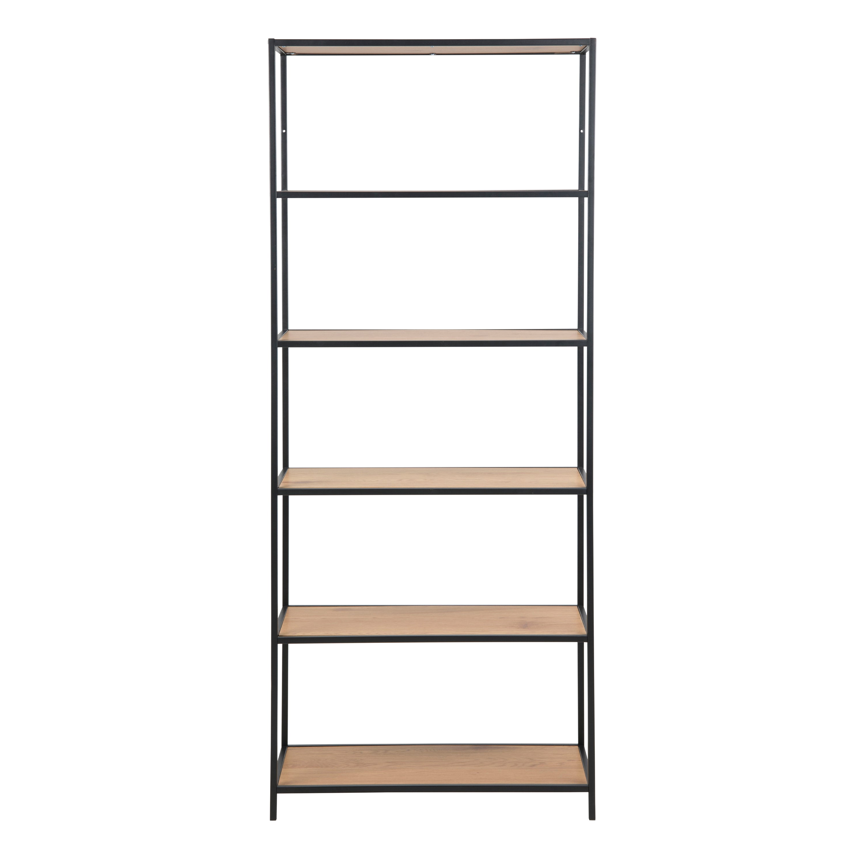 Seaford Wide Grey Steel Bookcase With 4 Grey Melamine Shelves