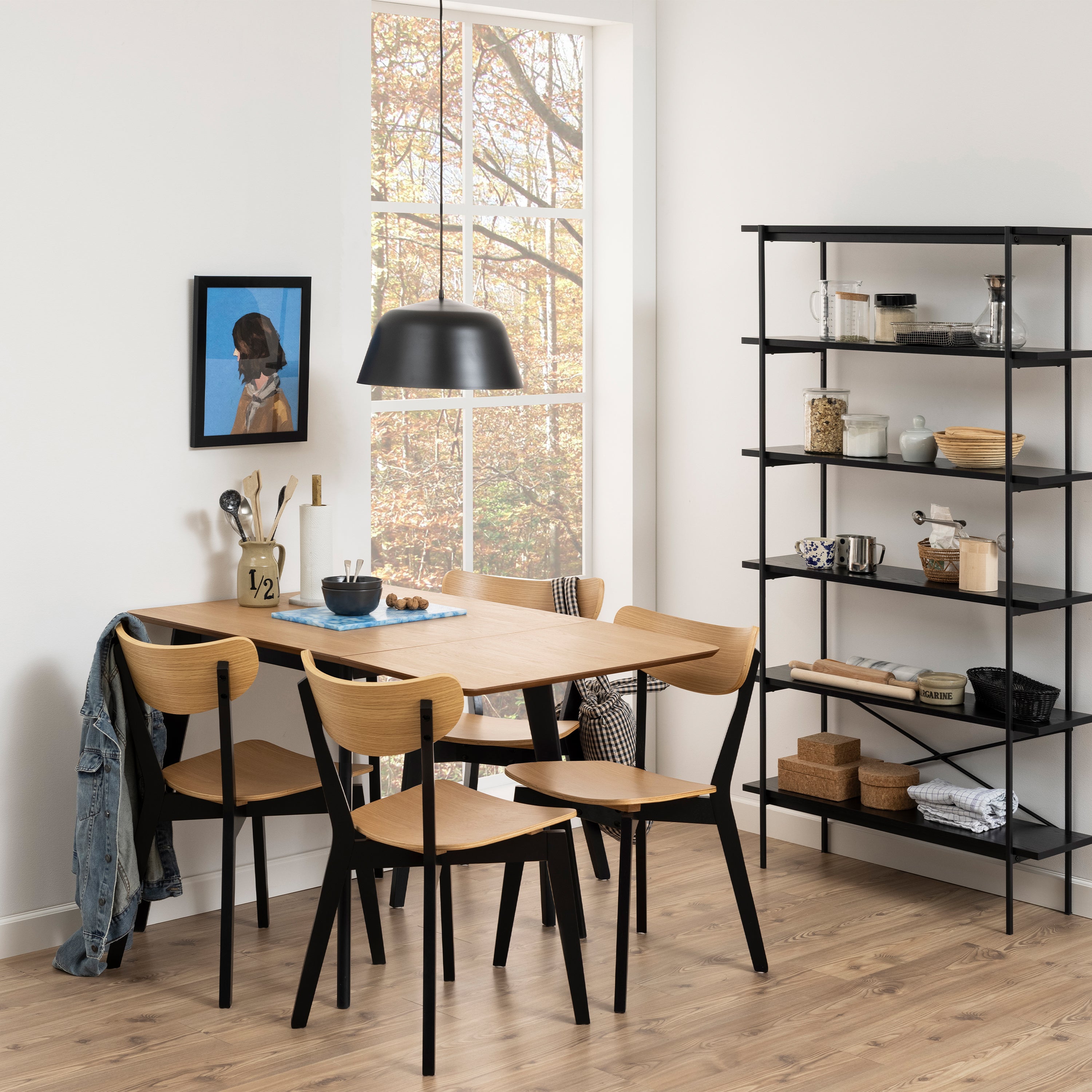 Roxby Extending Dining Table 120x80cm in Oak & Black