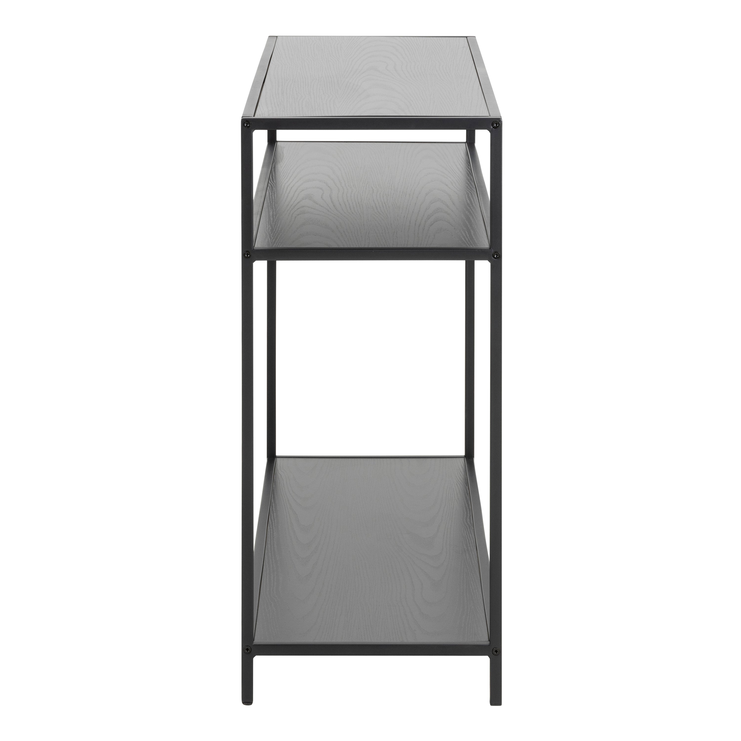 Seaford Console Table with 2 Shelves in Black