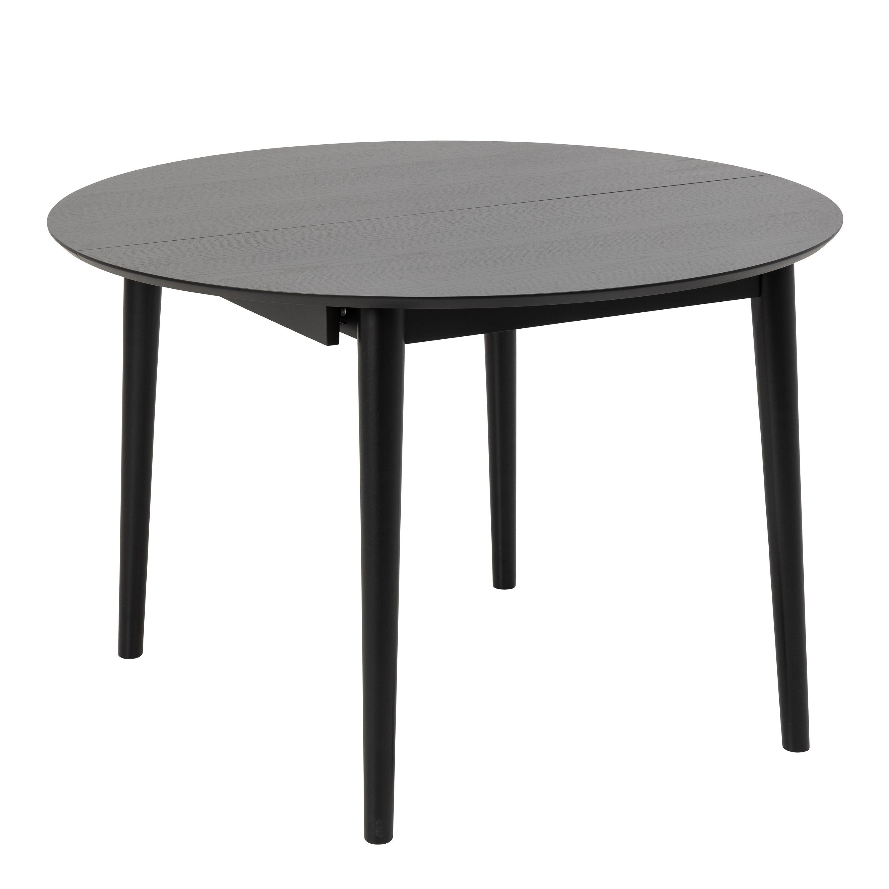 Montreux Round Extending Dining Table in Black 115-154cm includes 6 Cassandra Dining Chairs with Armrest in Black