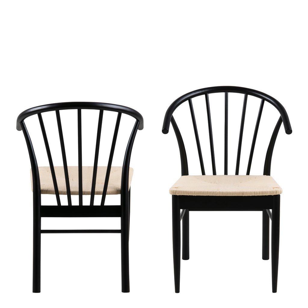 Montreux Round Extending Dining Table in Black 115-154cm includes 6 Cassandra Dining Chairs with Armrest in Black