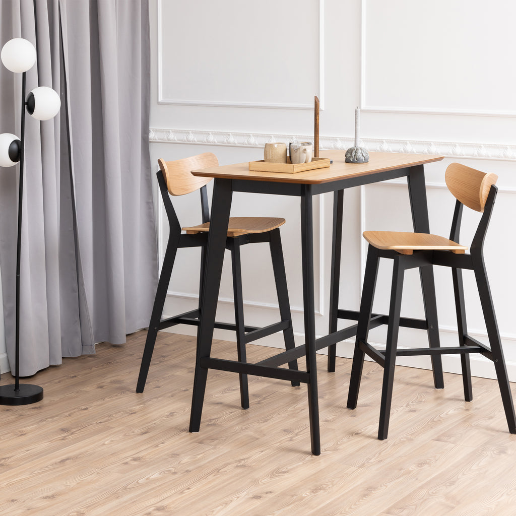 Roxby Bar Table in Oak & Black