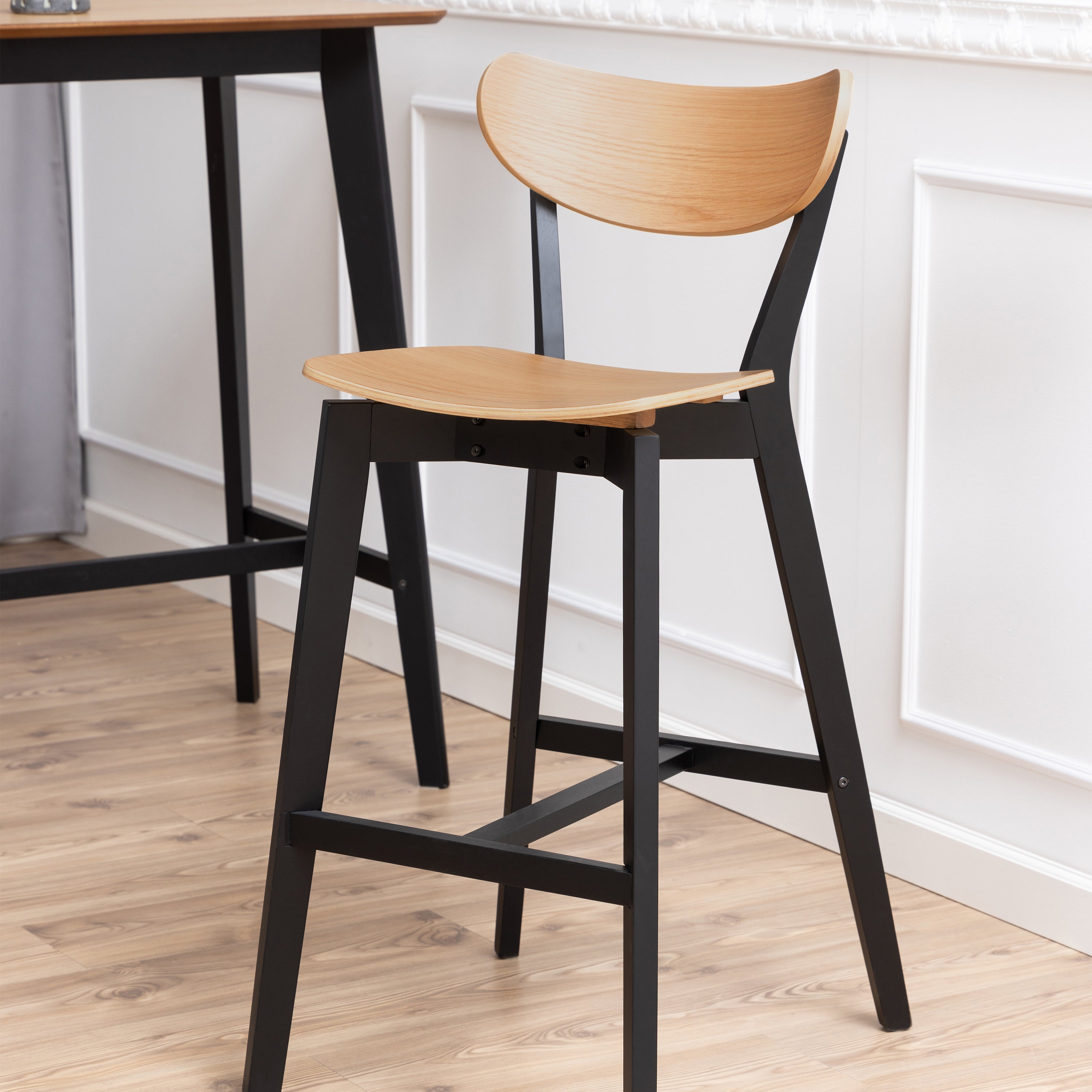 Roxby Bar Table Included 2 Roxby Bar Stool, Black and Oak