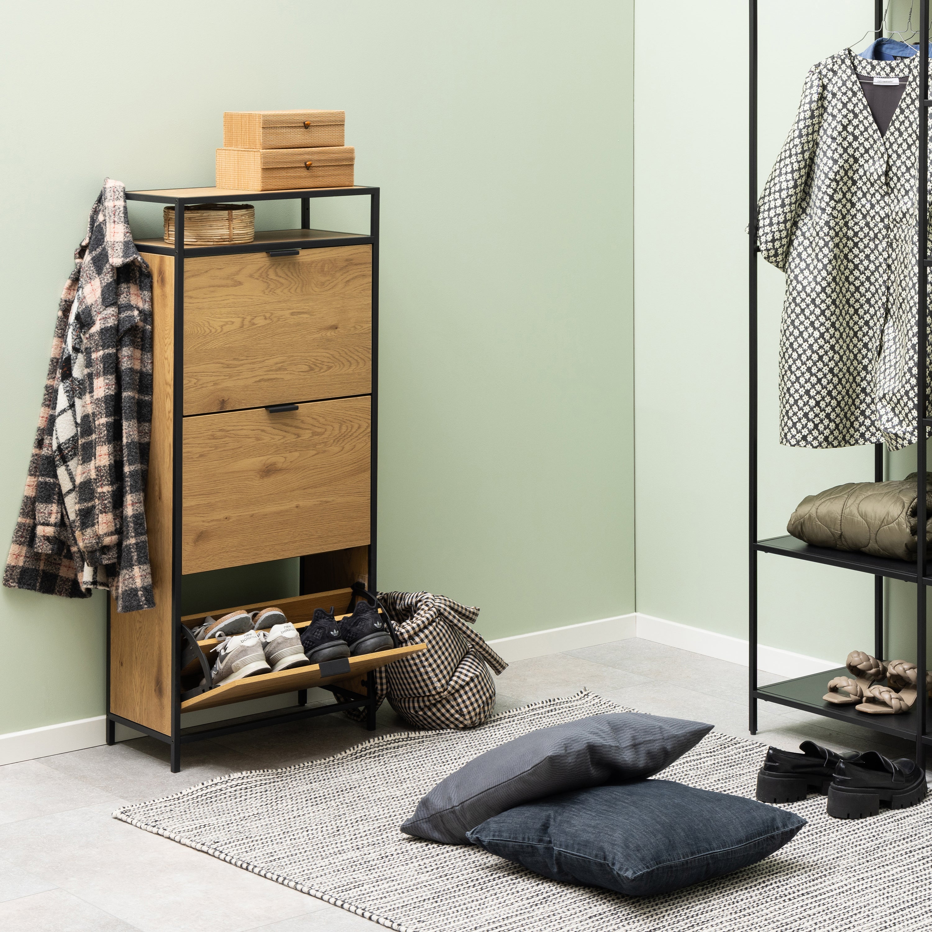 Seaford Wide Grey Steel Bookcase With 4 Grey Melamine Shelves