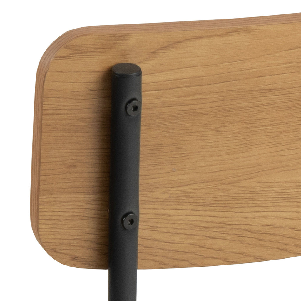Peru Dining Table in Black and Oak 120x80cm includes 4 Peru Dining Chairs in Steel and Oak