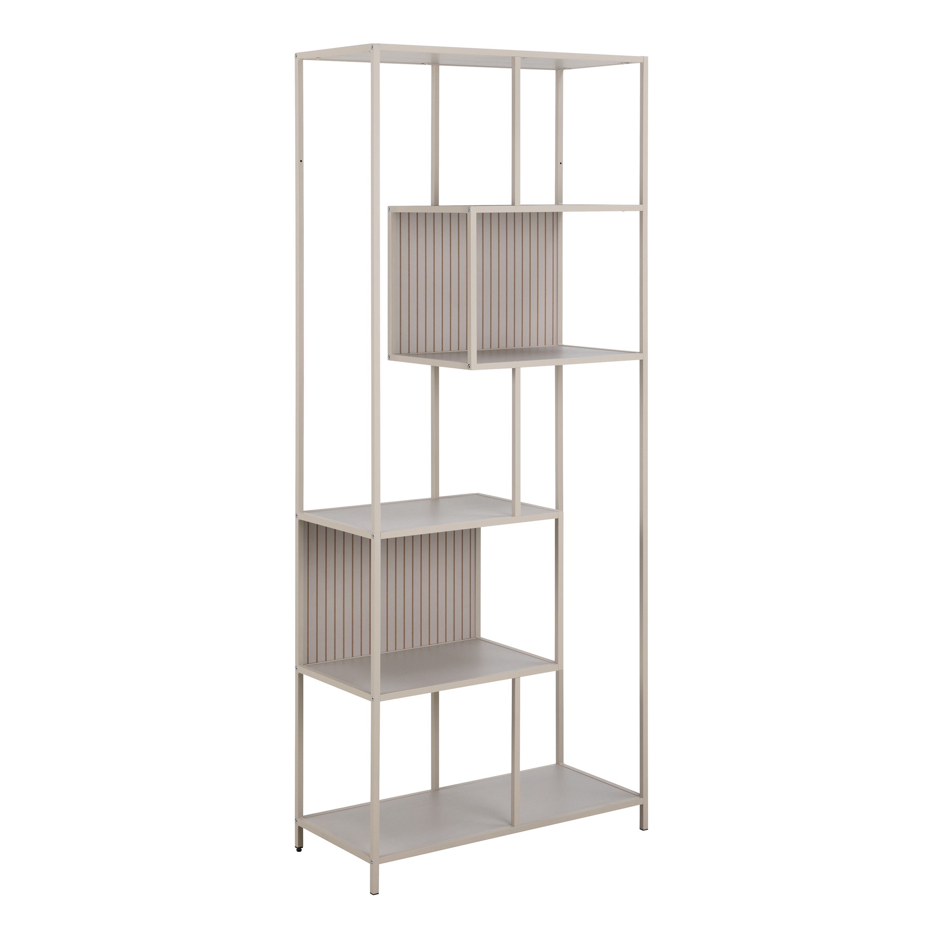 Seaford Wide Grey Steel Bookcase With 4 Grey Melamine Shelves