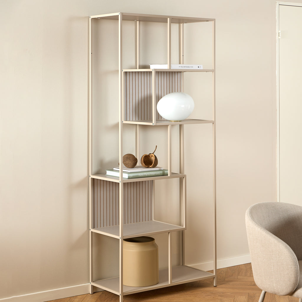 Seaford Wide Grey Steel Bookcase With 4 Grey Melamine Shelves