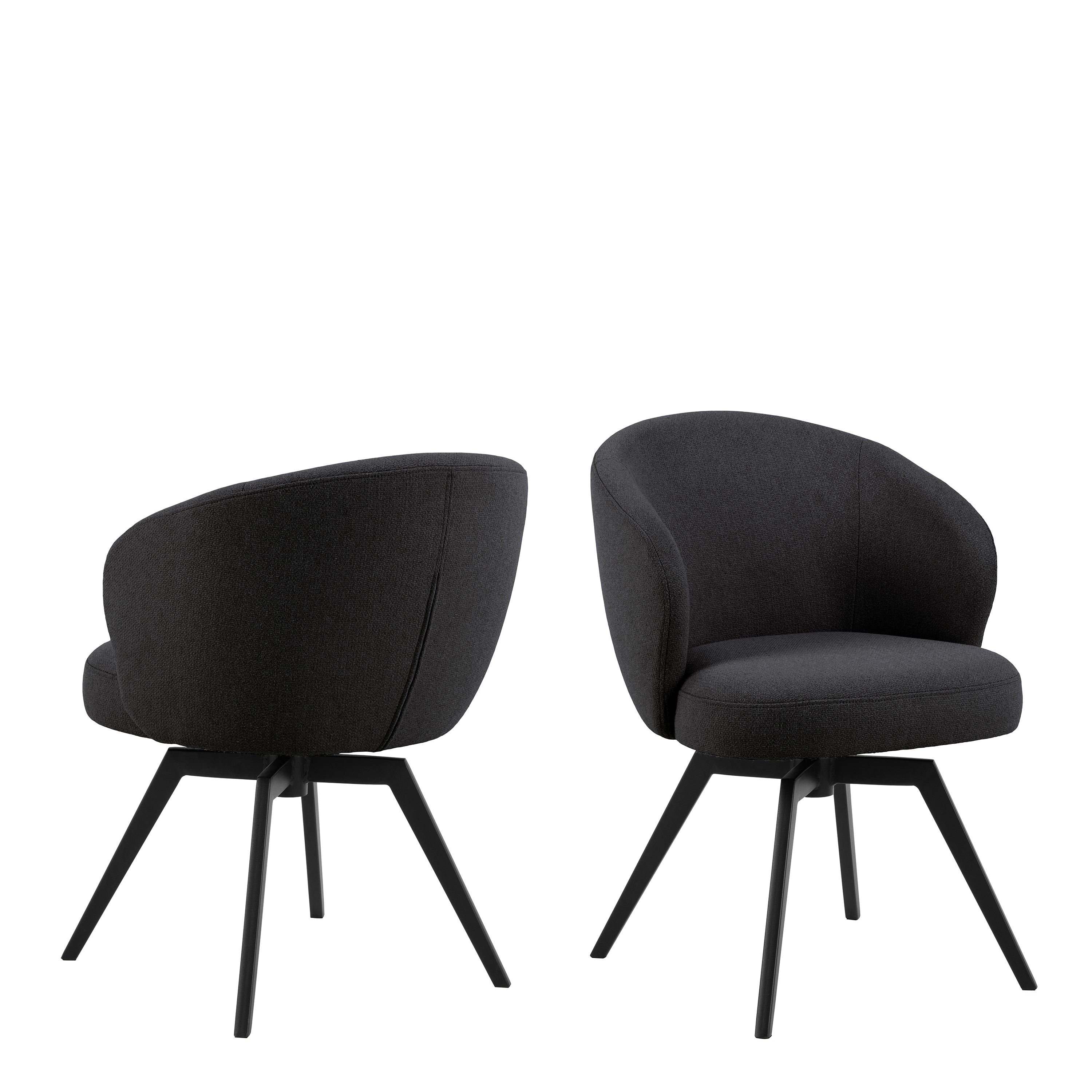 Darlene Dining Chair with Armrest and Swivel Function in Black