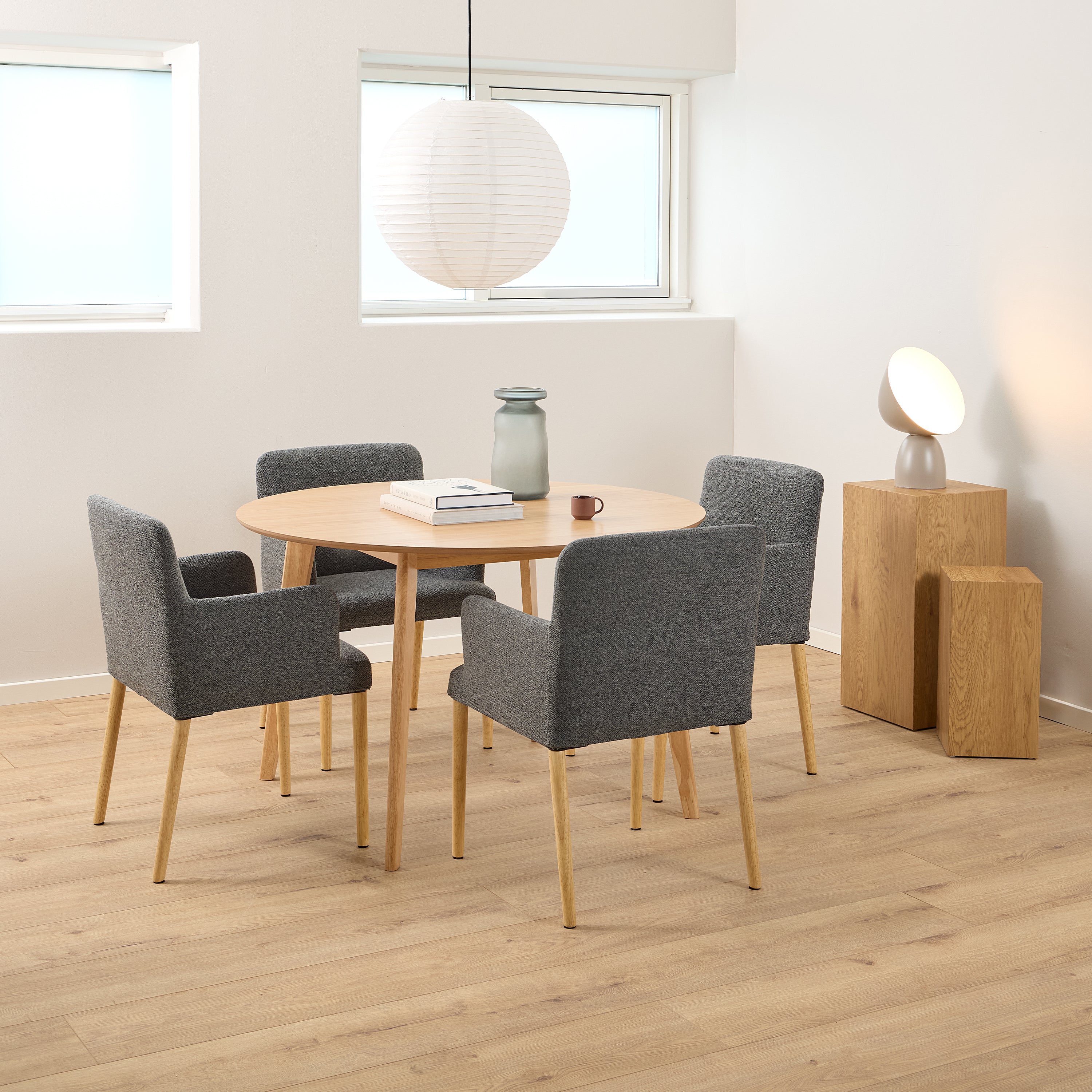 Roxby Round Dining Table in Matt Oak 120cm