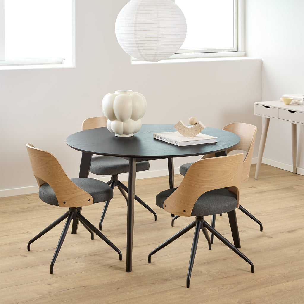 Roxby Round Dining Table in Matt Black 120cm
