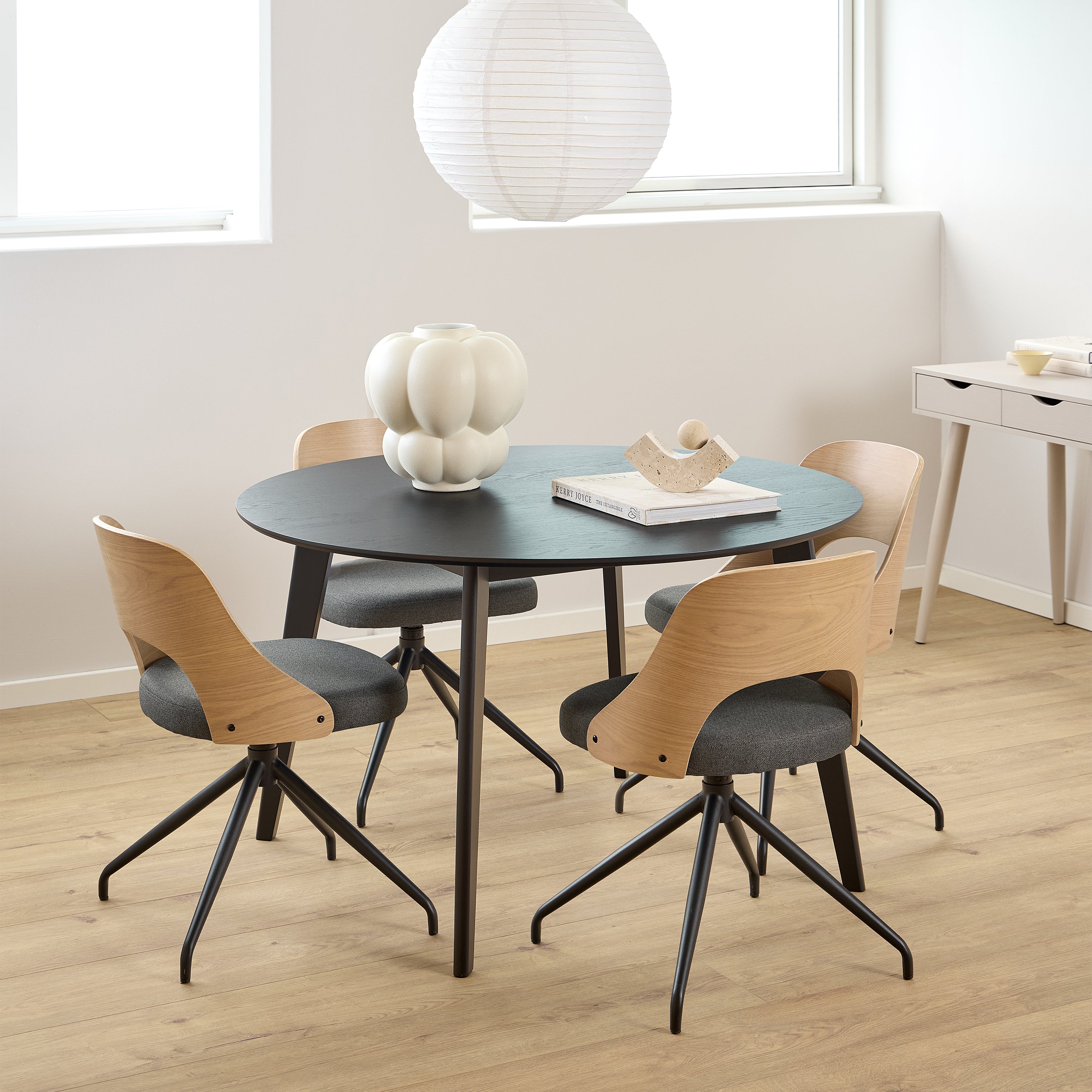 Roxby Round Dining Table in Matt Black 120cm