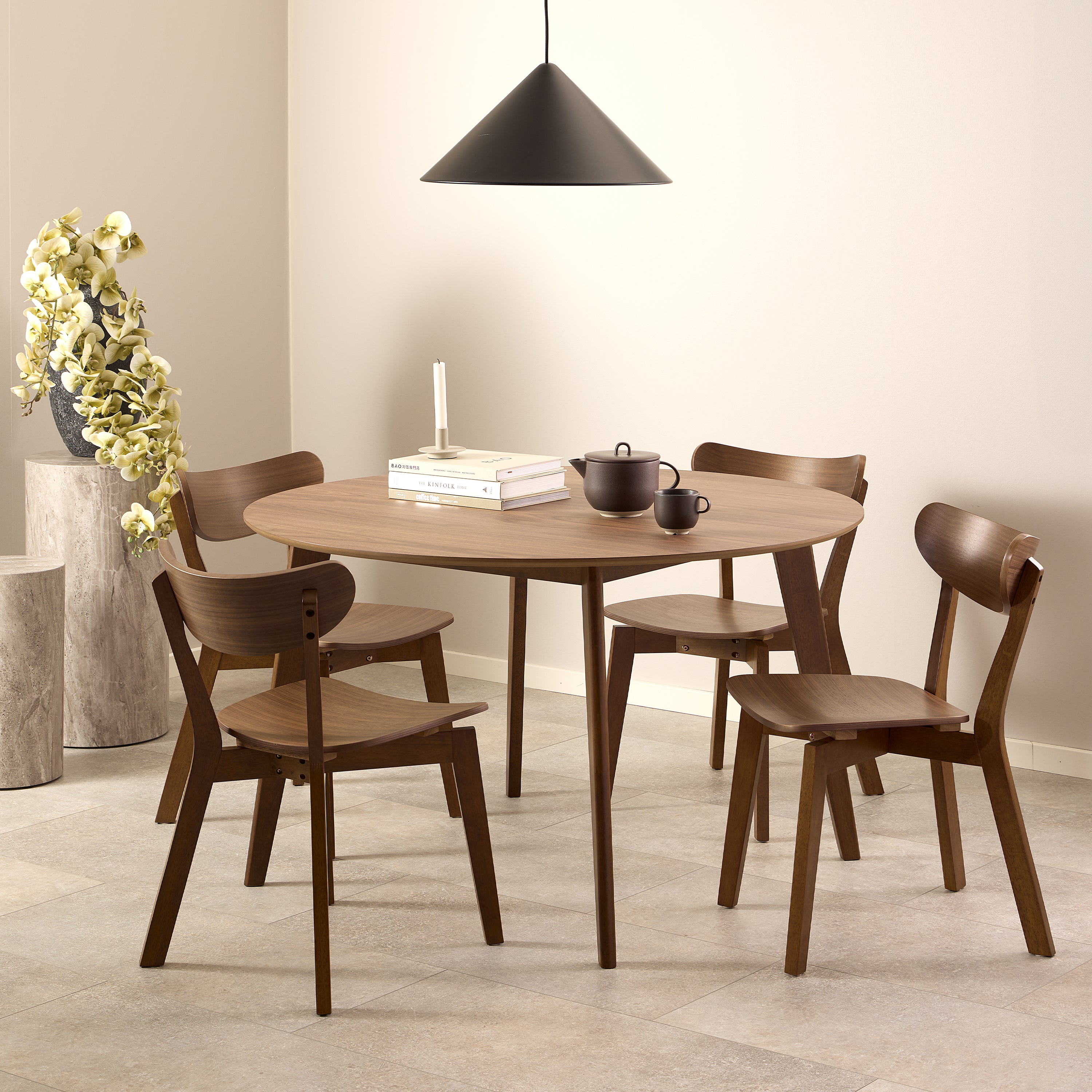 Roxby Round Dining Table in Walnut 120cm