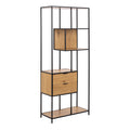 Seaford Wide Grey Steel Bookcase With 4 Grey Melamine Shelves