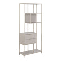 Seaford Wide Grey Steel Bookcase With 4 Grey Melamine Shelves