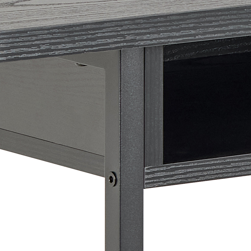 Darlington Console Table With Open Shelf and Oak Top in Black