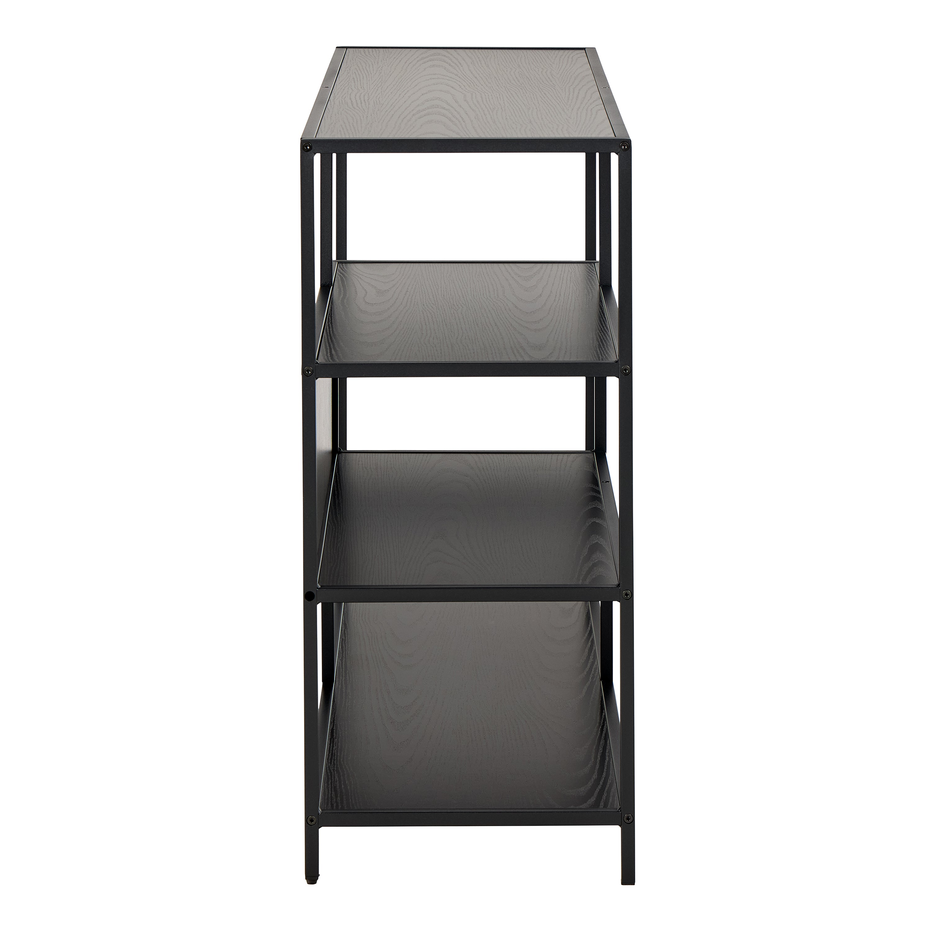 Seaford Wide Ash Black Metal Bookcase With 4 Black Ash Shelves