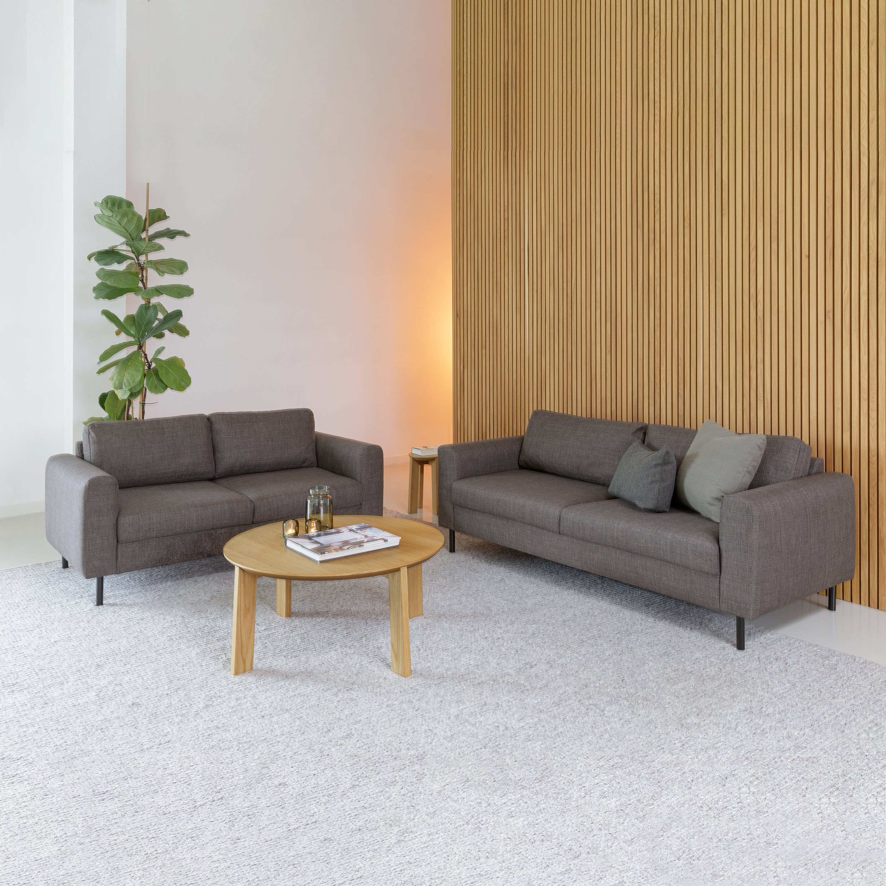 Omaha 2 Seater Sofa in Light Grey Brown Fabric
