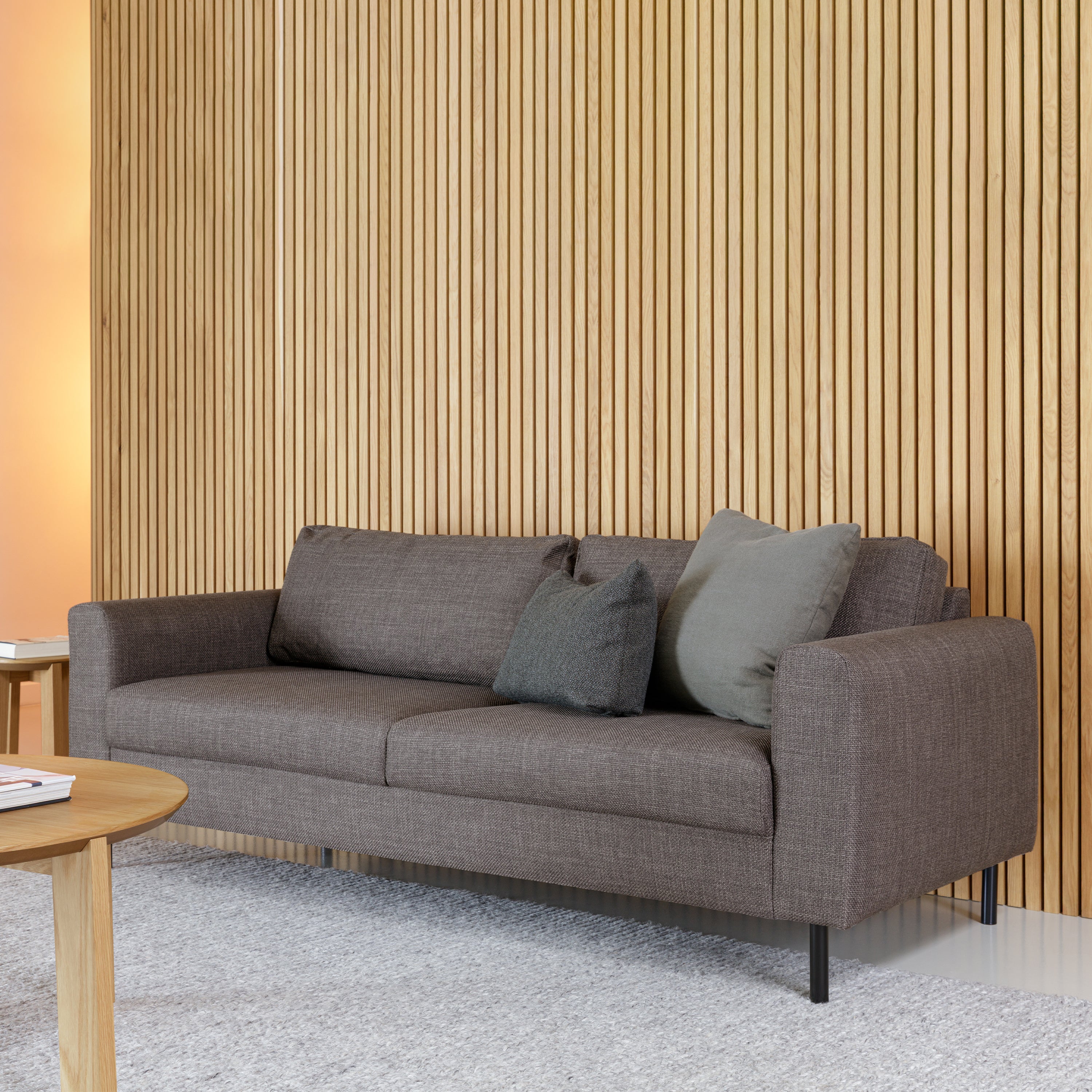 Omaha 2 + 3 Seater Sofa set in Basel Light Grey Brown Fabric
