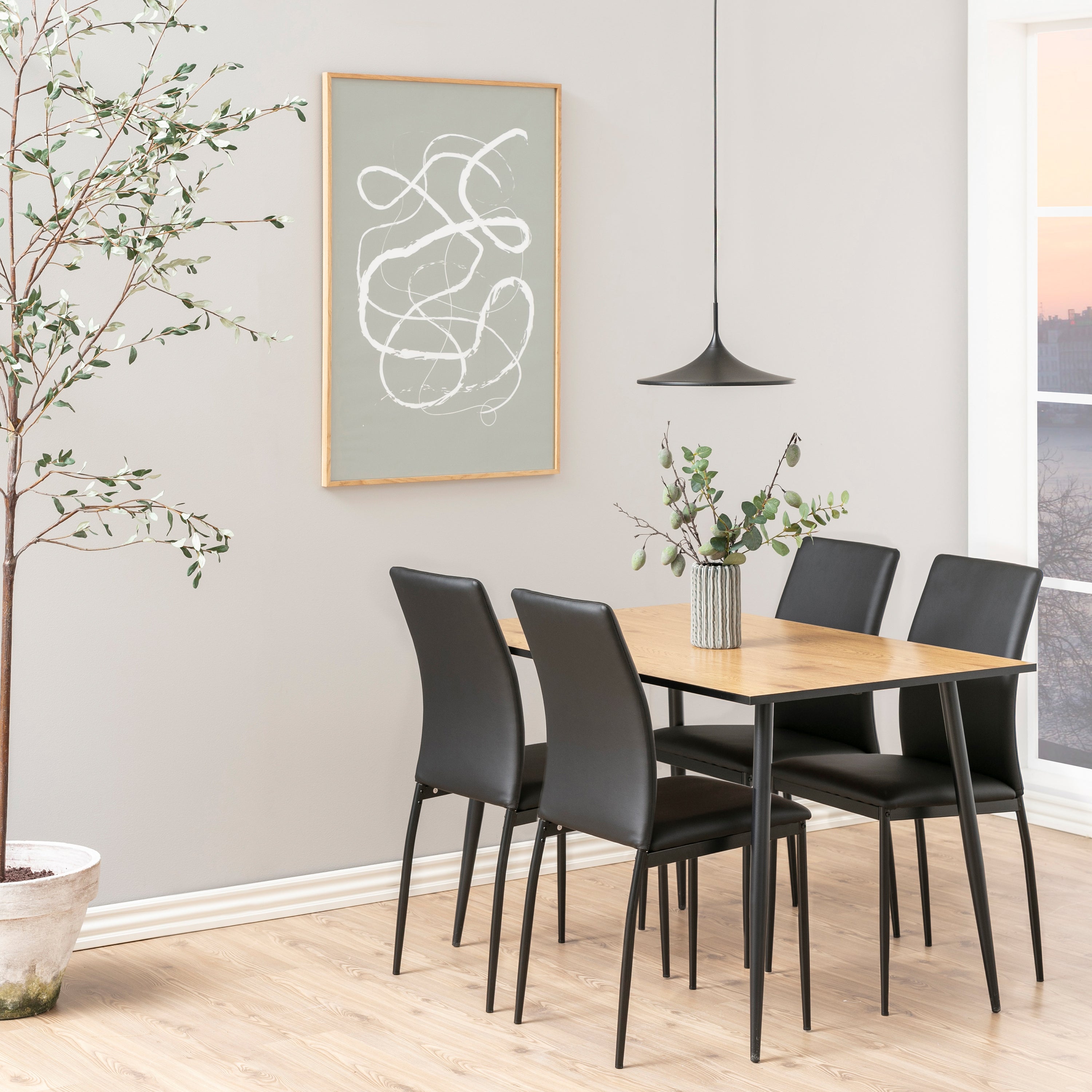 Wilma Dining Table with Oak Top & Black Legs 120x80cm