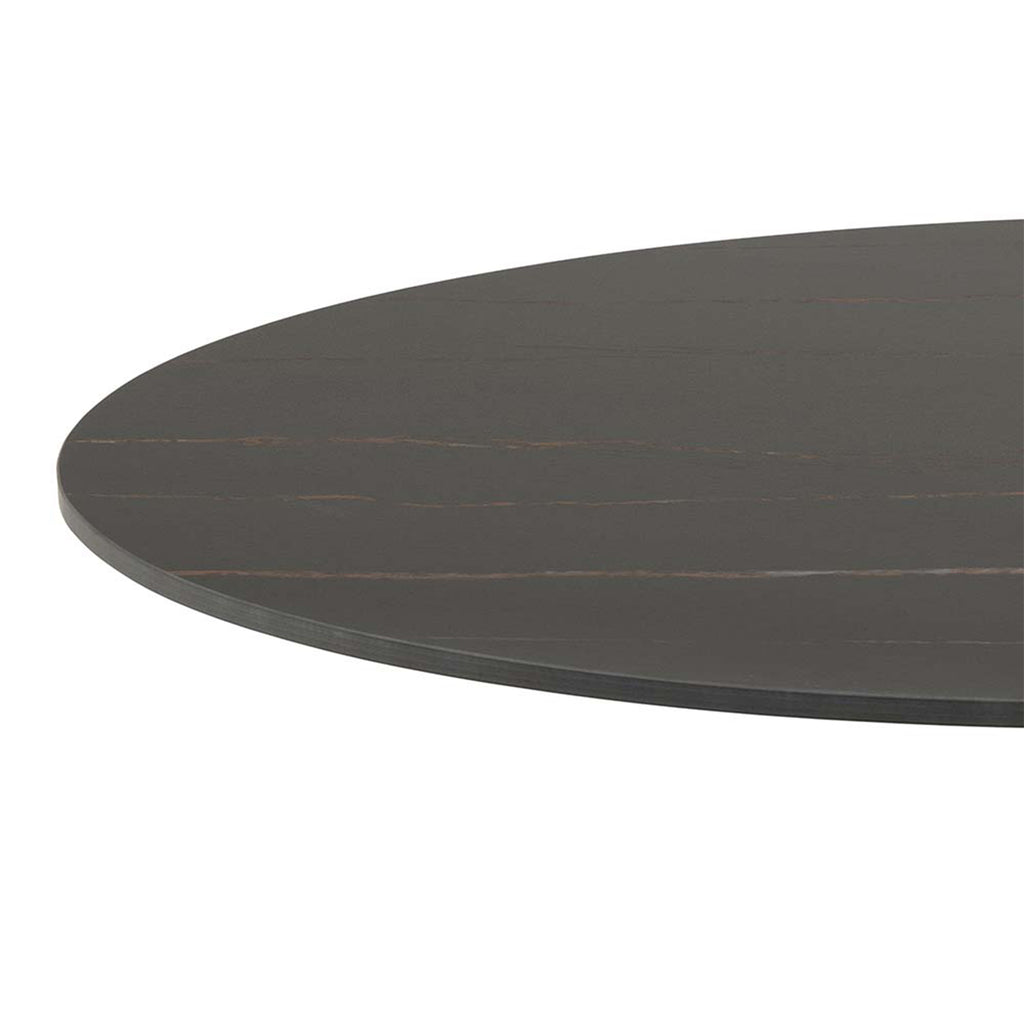 Malta Ceramic Round Dining Table in Black 90cm includes 4 Celia Dining Chairs in Light Grey
