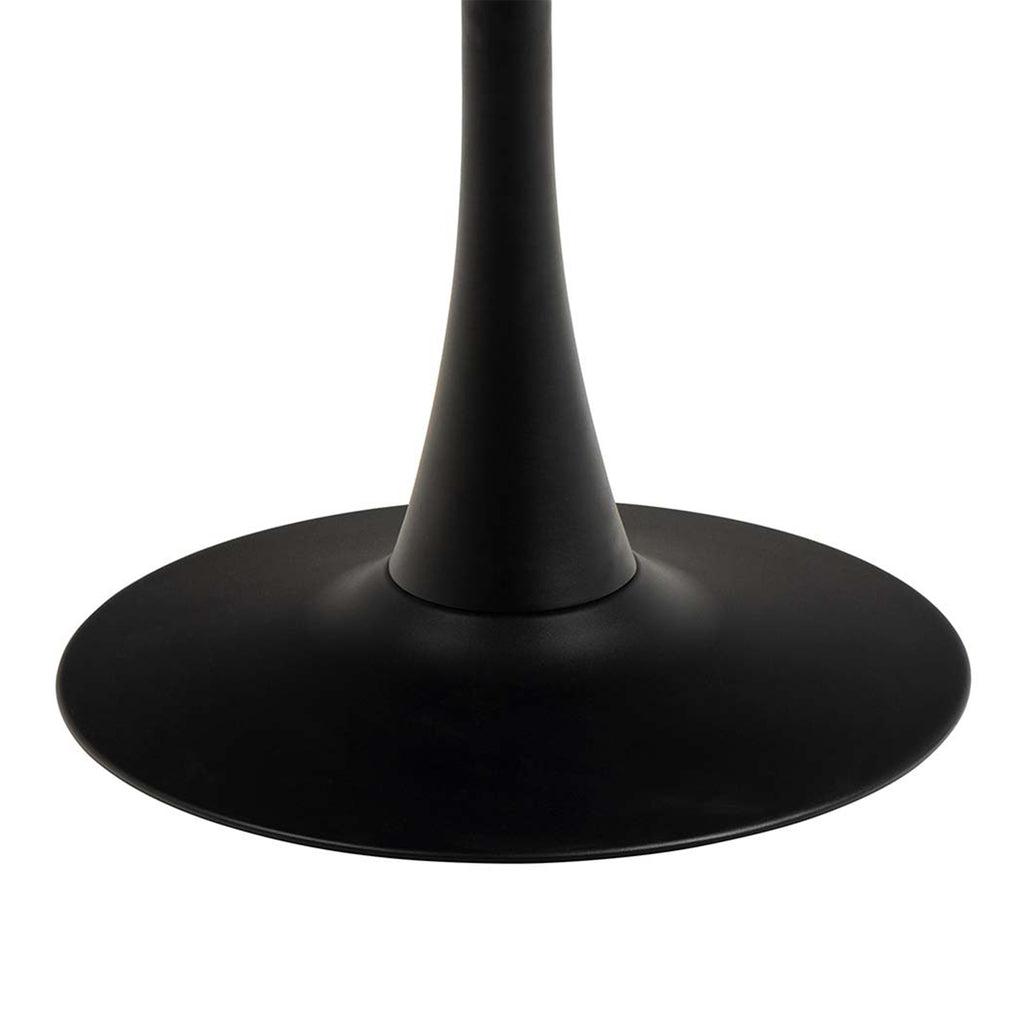 Malta Ceramic Round Dining Table in Black 90cm includes 4 Celia Dining Chairs in Light Grey