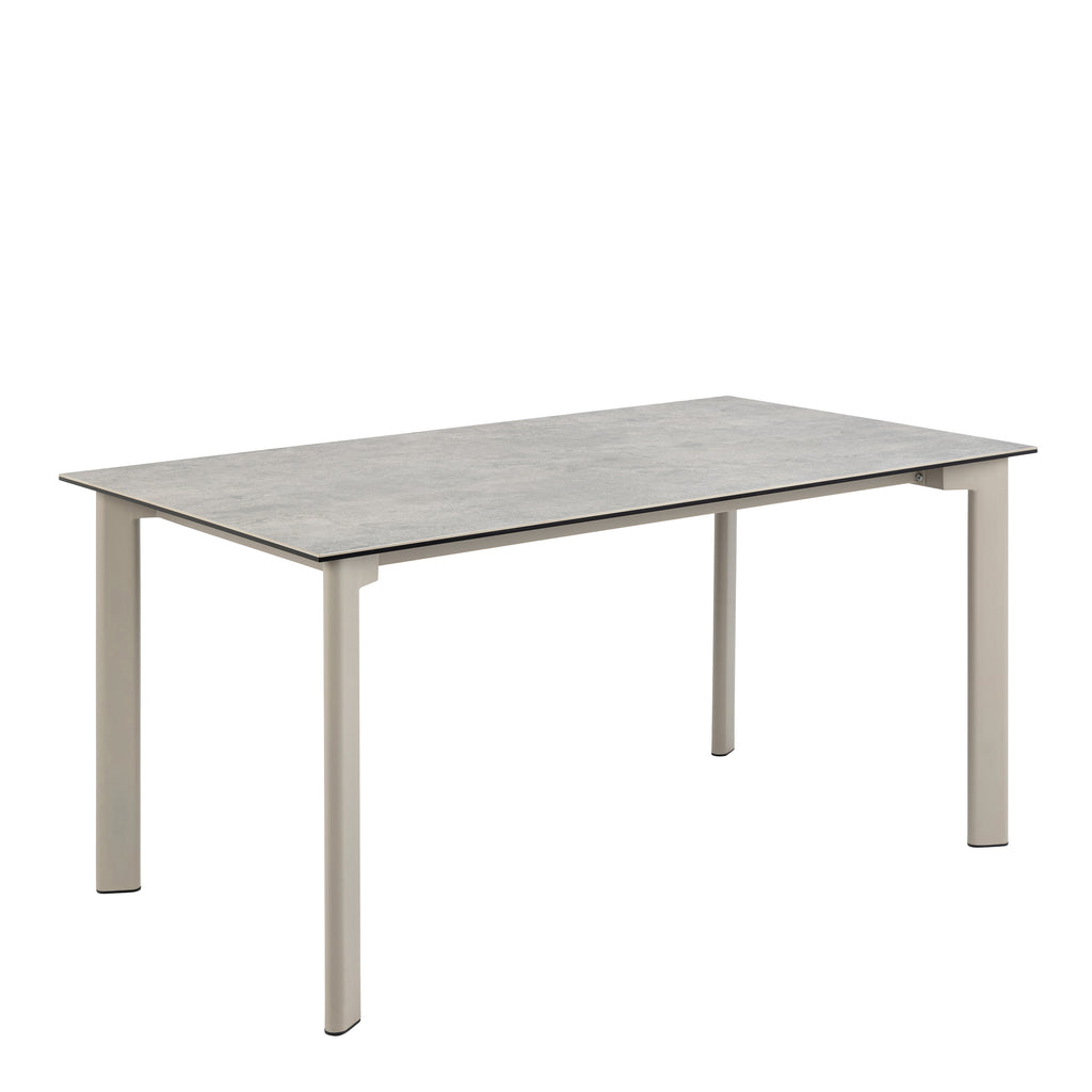 Palermo Ceramic Dining Table in Grey 160x90cm includes 4 Ella Swivel Beige Dining Chairs