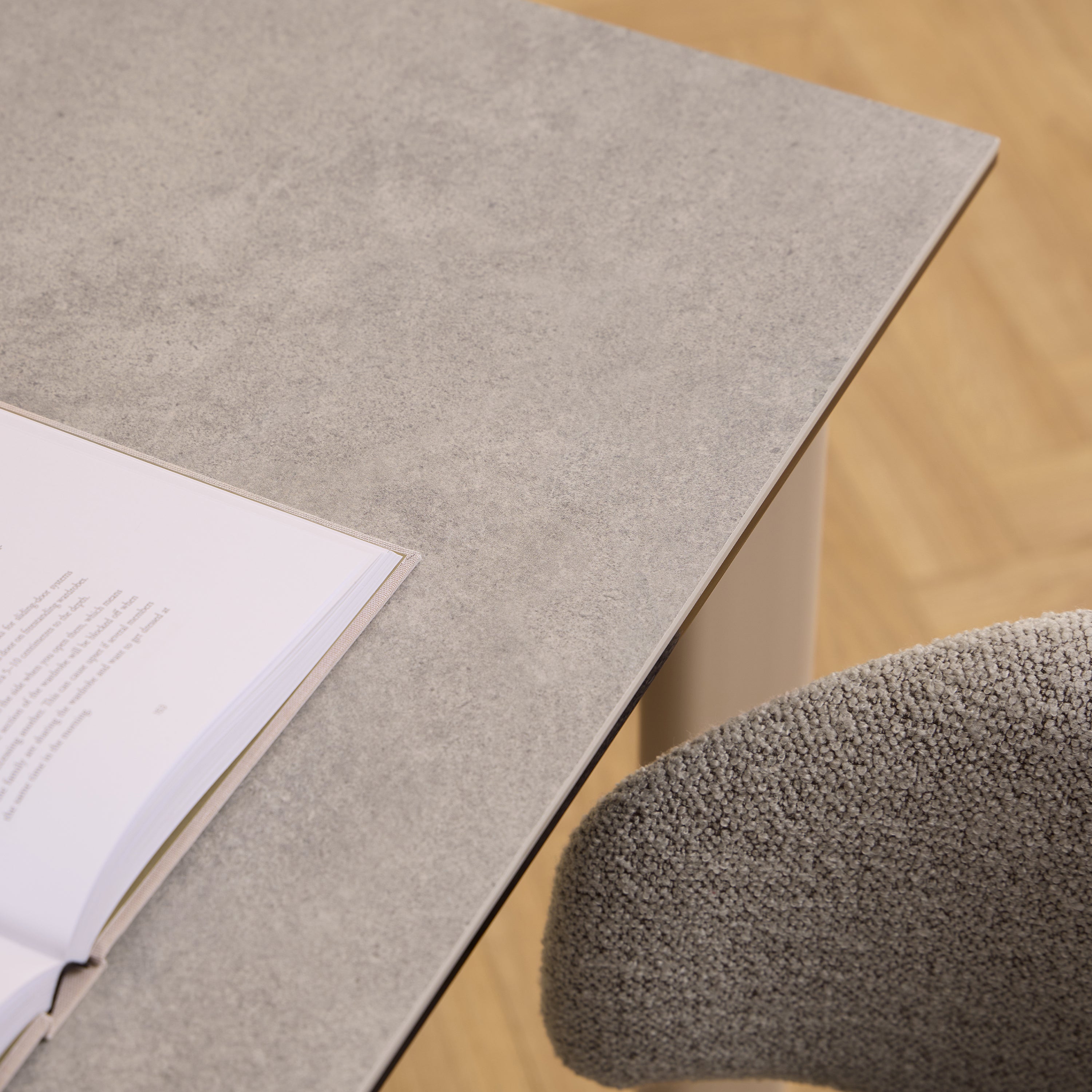 Palermo Ceramic Dining Table in Grey 160x90cm includes 4 Ella Swivel Beige Dining Chairs