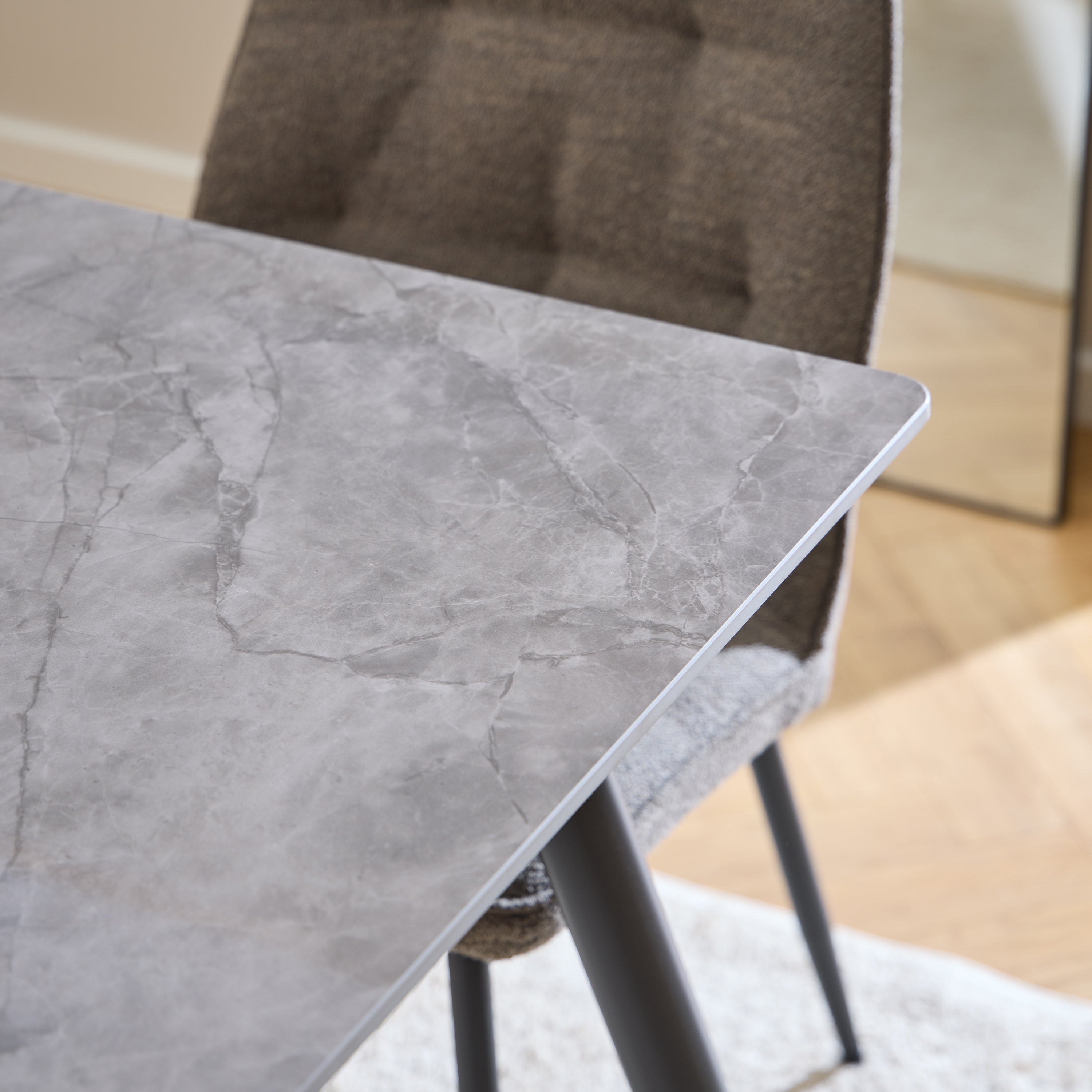 Wicklow Rectangular Dining Table in Grey/Black 140x80cm