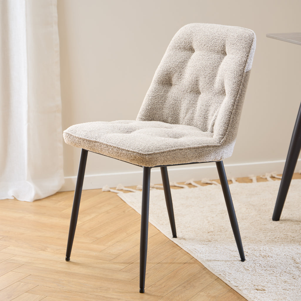 Wicklow Rectangular Dining Table in Grey/Black 140x80cm includes 4 Brooke Dining Chairs in Monza Beige