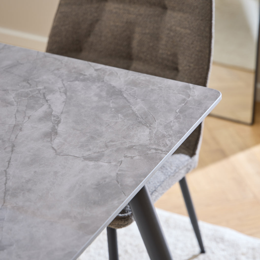 Wicklow Rectangular Dining Table in Grey/Black 140x80cm includes 4 Brooke Dining Chairs in Taupe