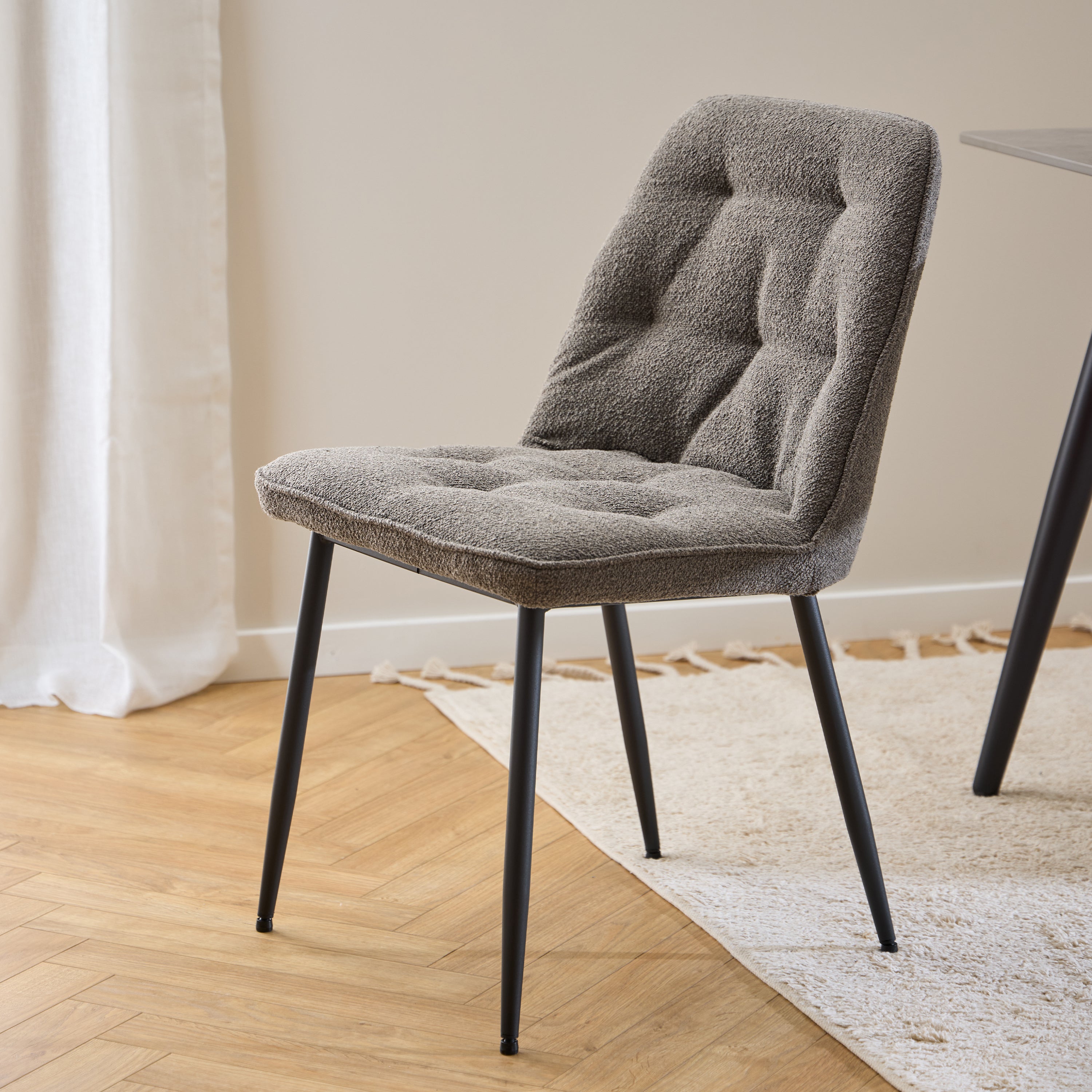 Wicklow Rectangular Dining Table in Grey/Black 140x80cm includes 4 Brooke Dining Chairs in Taupe