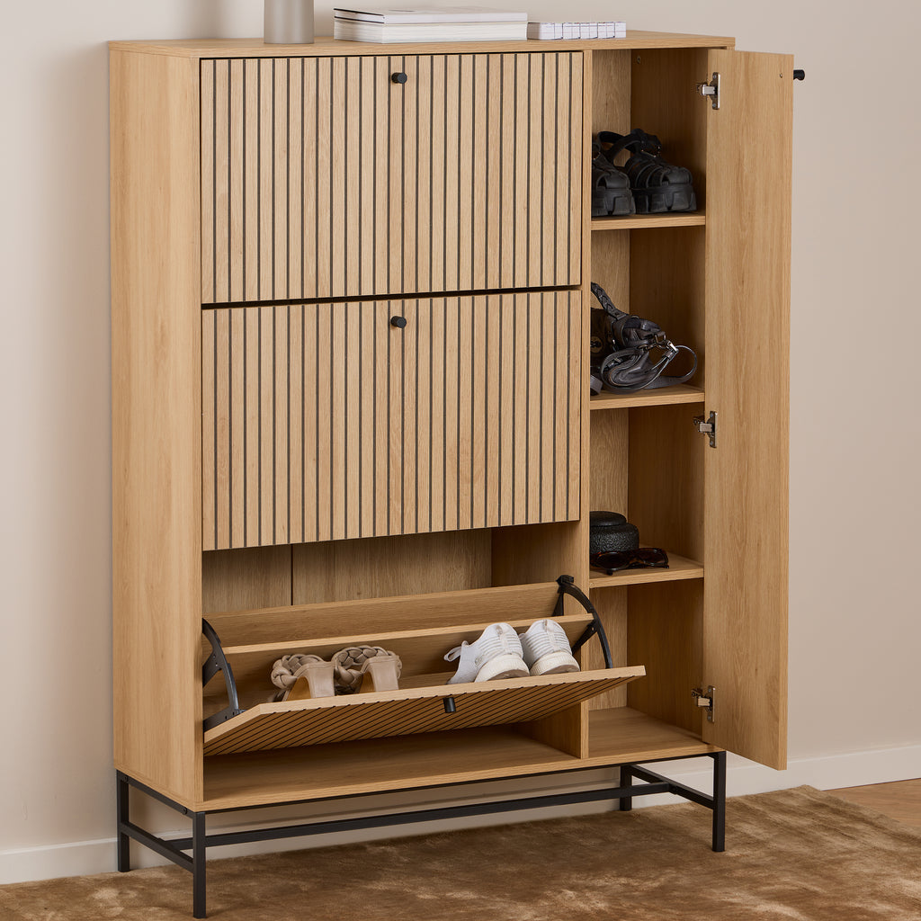 Albany Shoe Cabinet 1 Flip Down Door In Oak