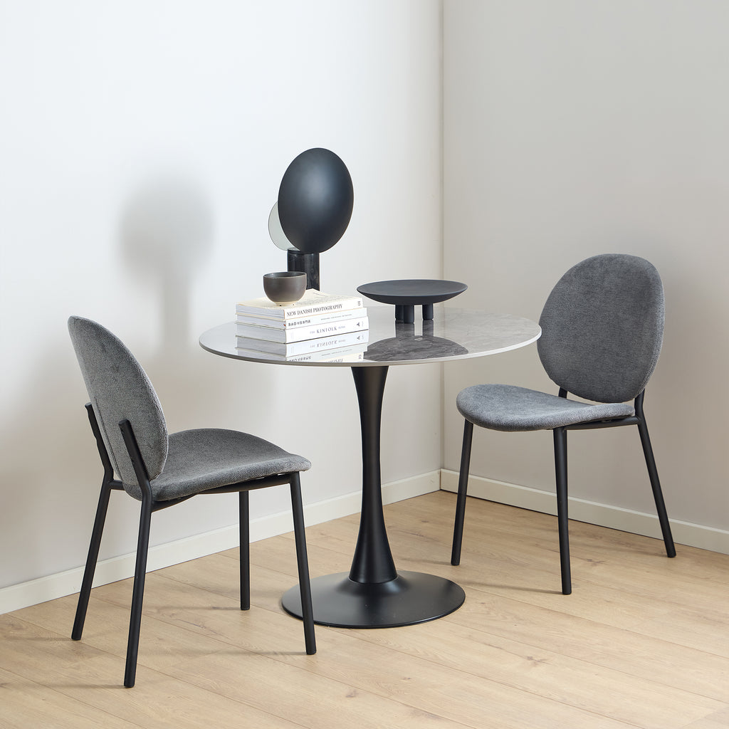 Malta Ceramic Round Dining Table Grey/Black 90x75 cm